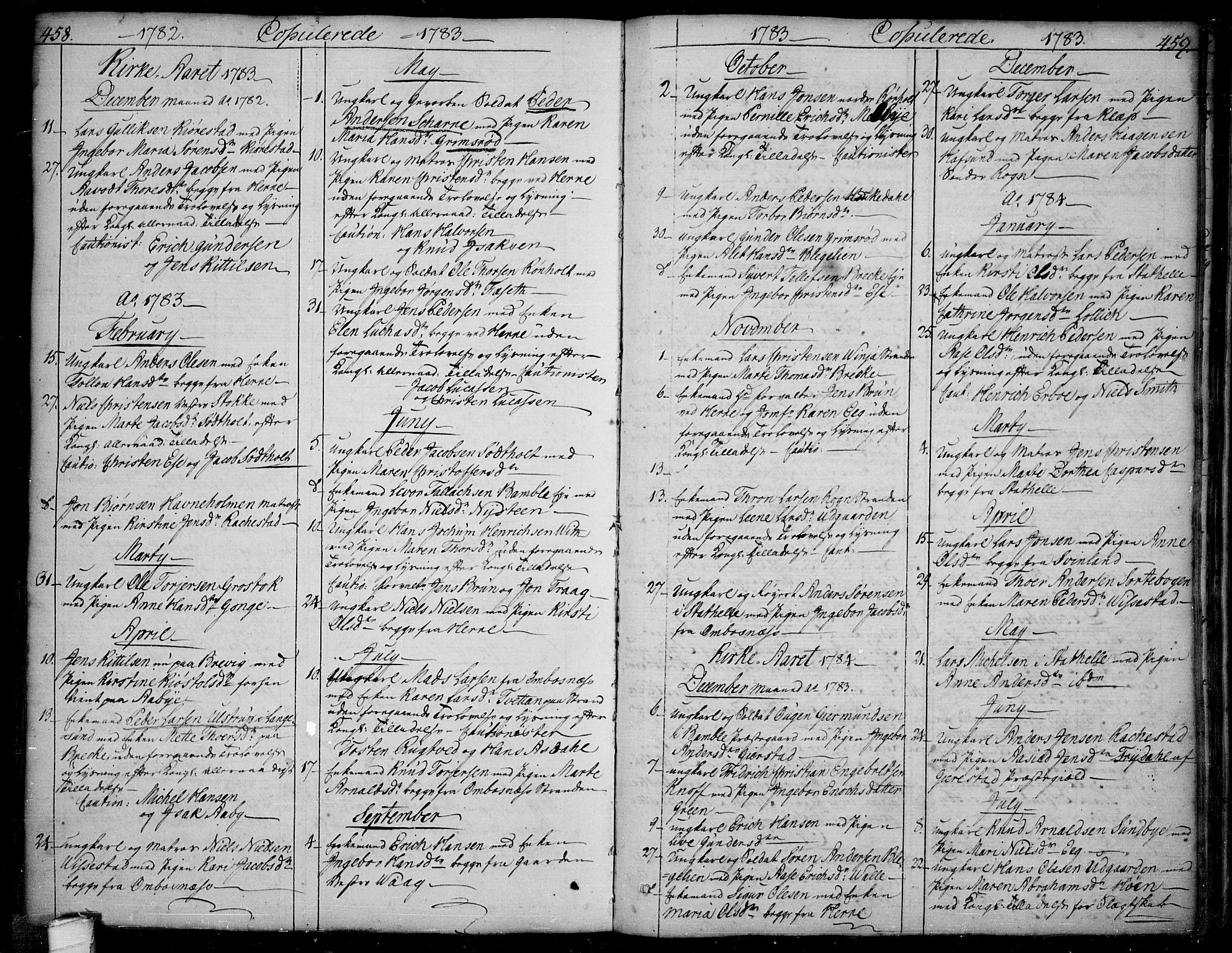 Bamble kirkebøker, AV/SAKO-A-253/F/Fa/L0002: Parish register (official) no. I 2, 1775-1814, p. 458-459