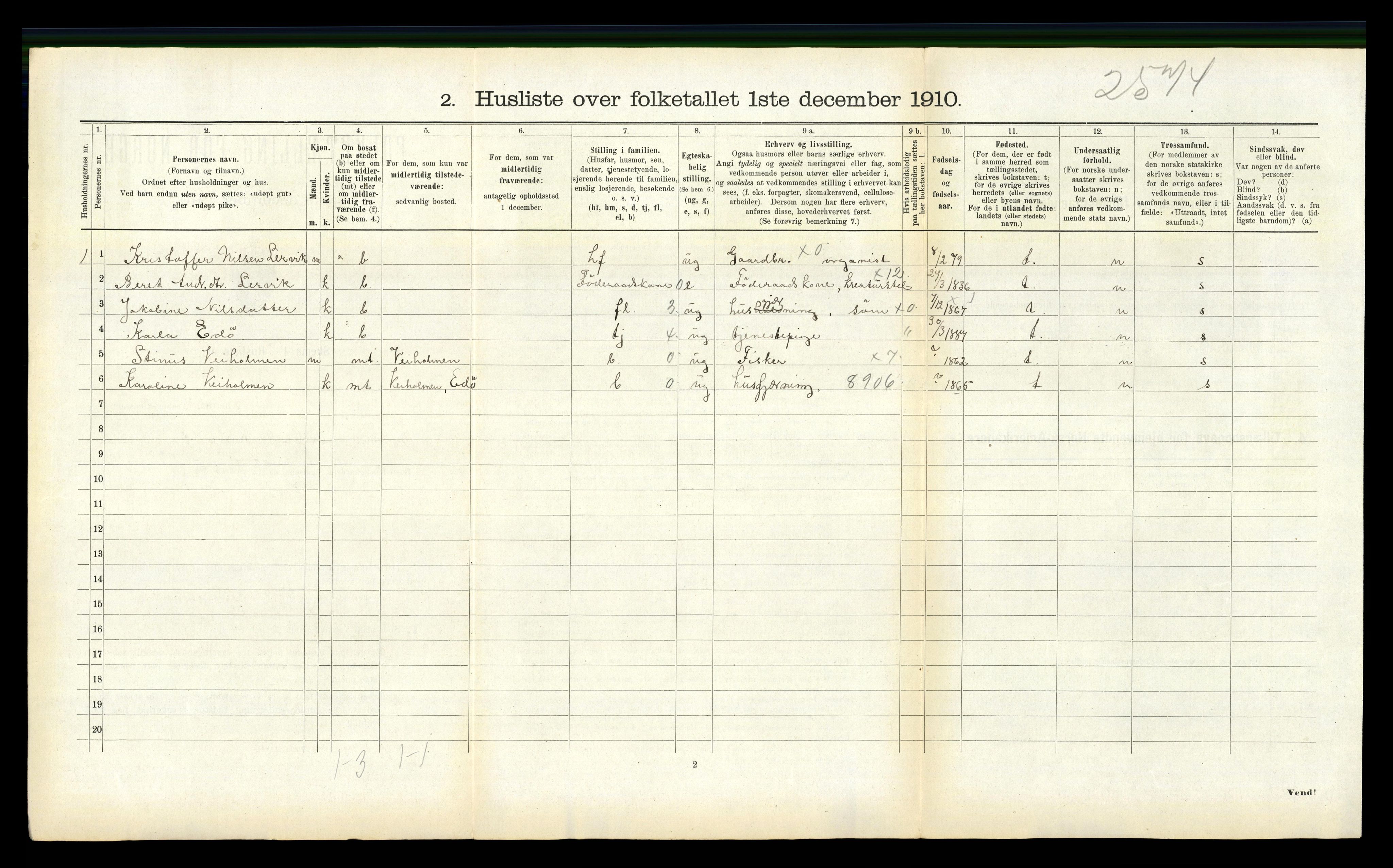 RA, 1910 census for Edøy, 1910, p. 965