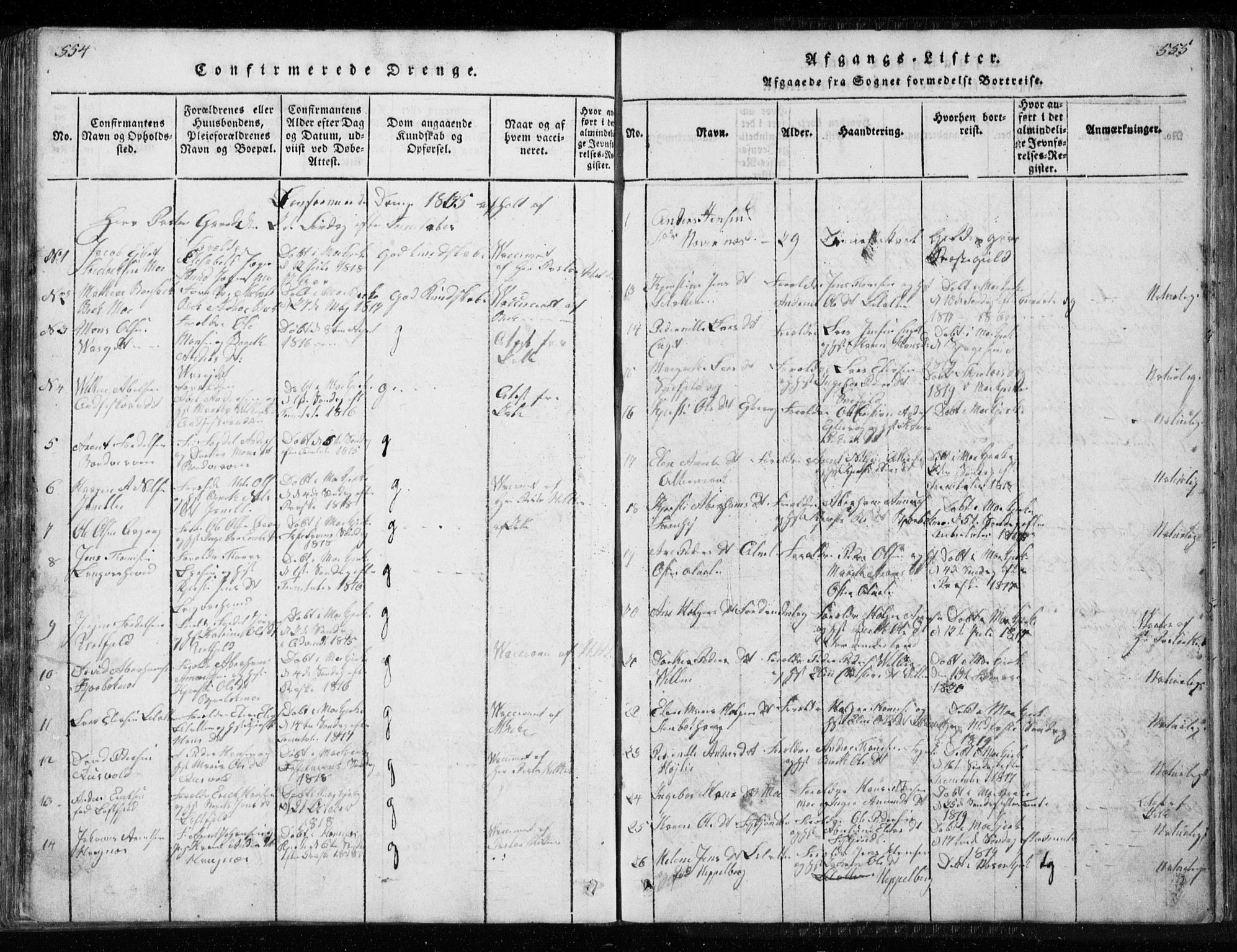 Ministerialprotokoller, klokkerbøker og fødselsregistre - Nordland, AV/SAT-A-1459/827/L0412: Parish register (copy) no. 827C01, 1820-1841, p. 554-555