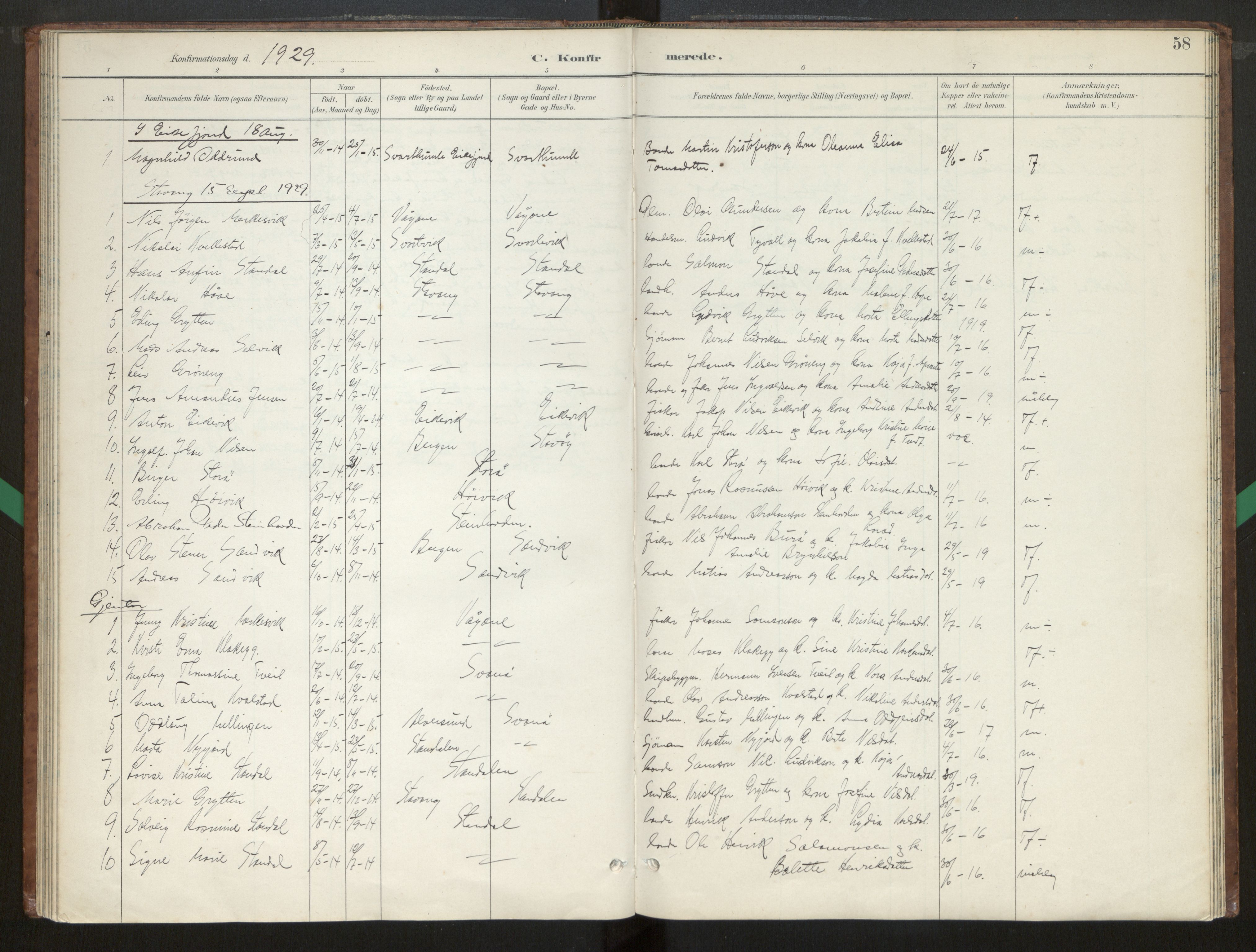 Kinn sokneprestembete, SAB/A-80801/H/Hab/Habc/L0003: Parish register (copy) no. C 3, 1890-1960, p. 58