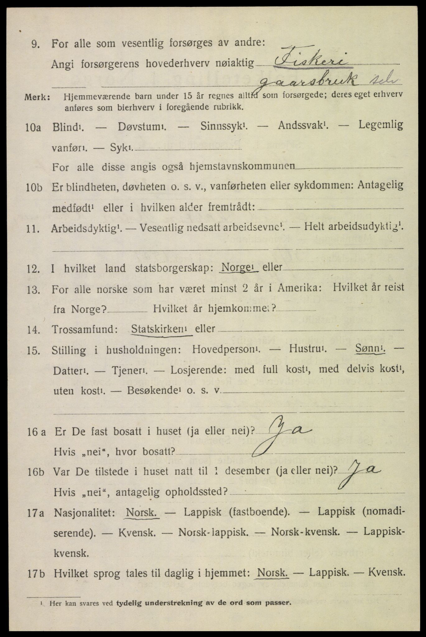 SAT, 1920 census for Hadsel, 1920, p. 7391