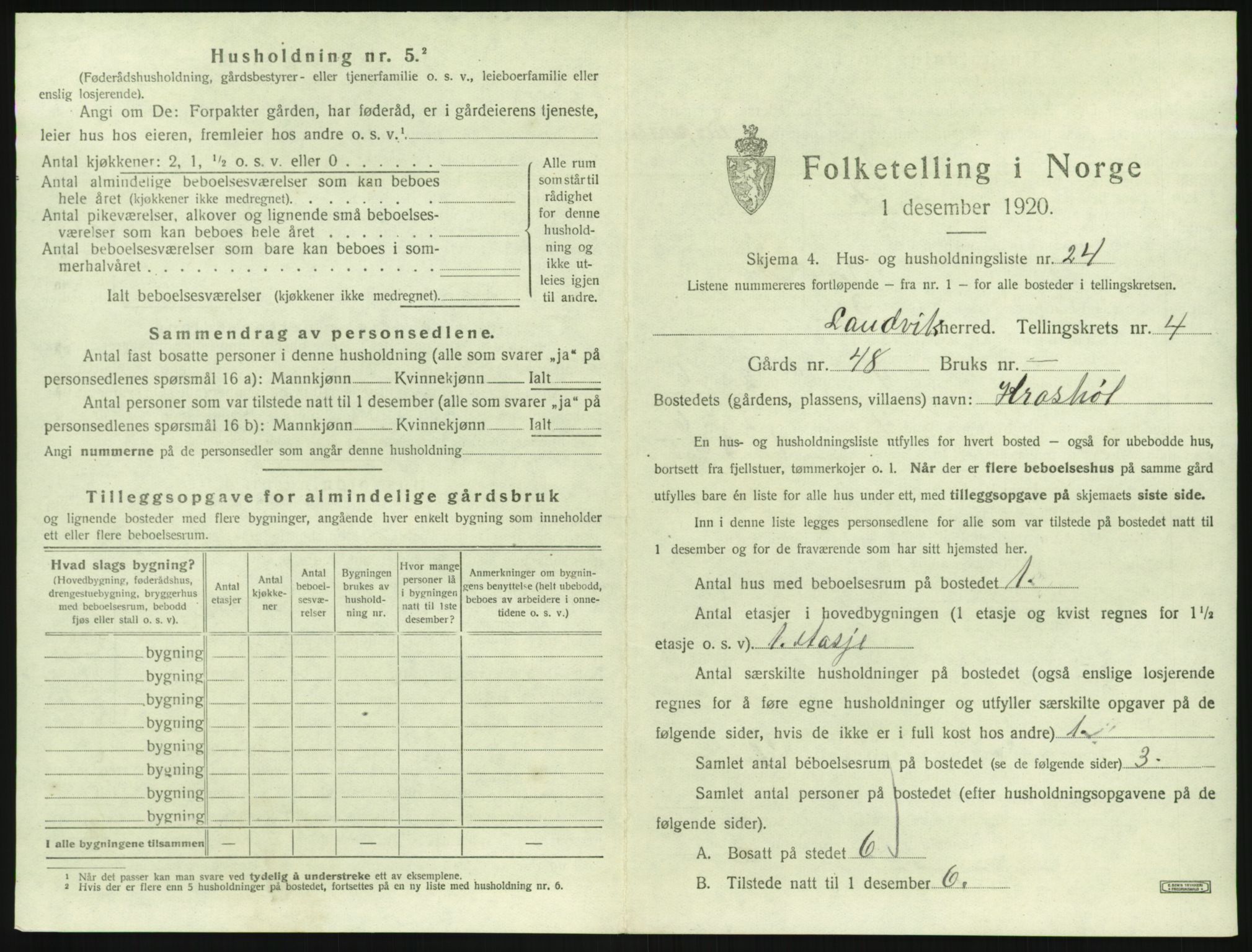 SAK, 1920 census for Landvik, 1920, p. 728