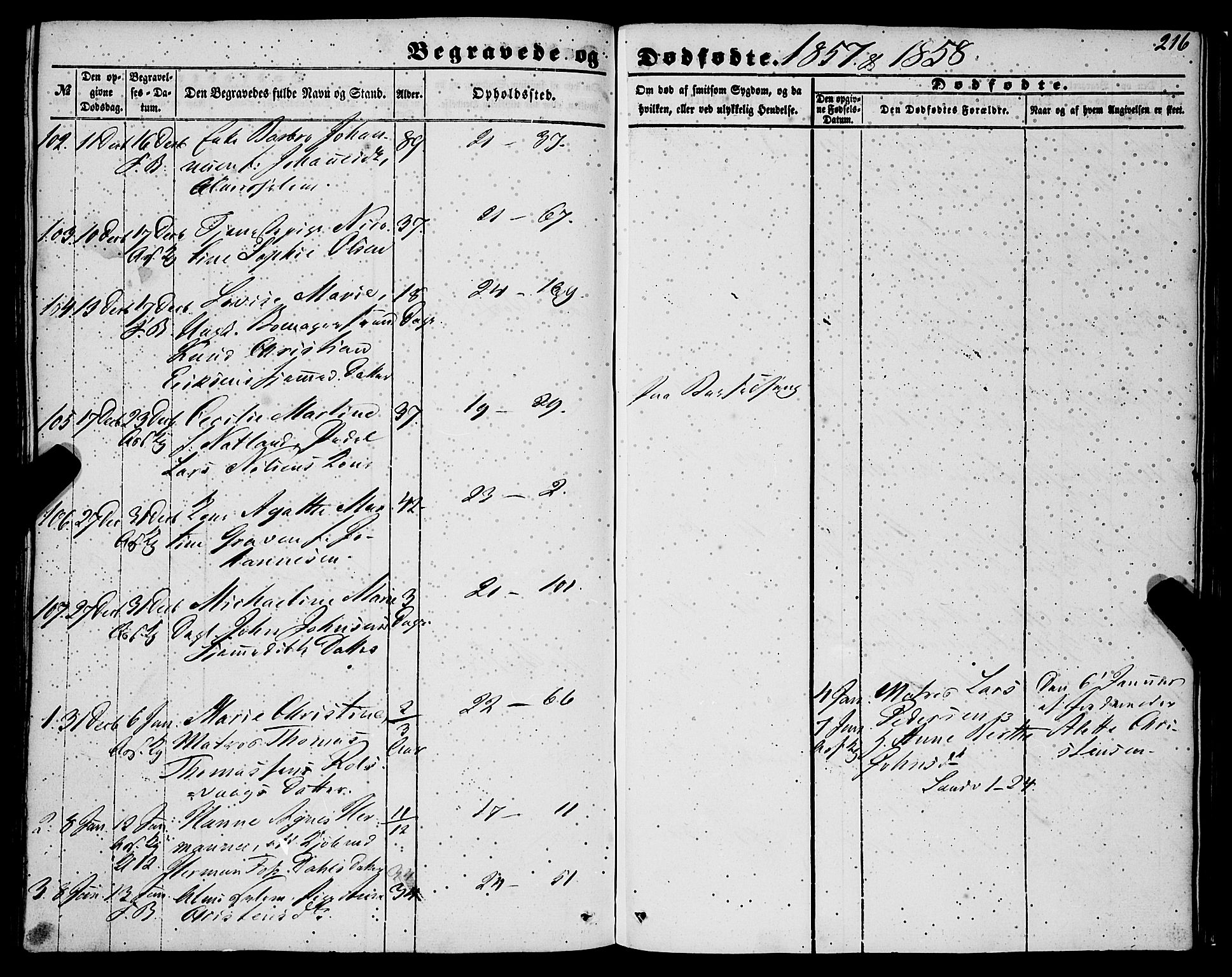 Korskirken sokneprestembete, AV/SAB-A-76101/H/Haa: Parish register (official) no. E 2, 1848-1862, p. 216