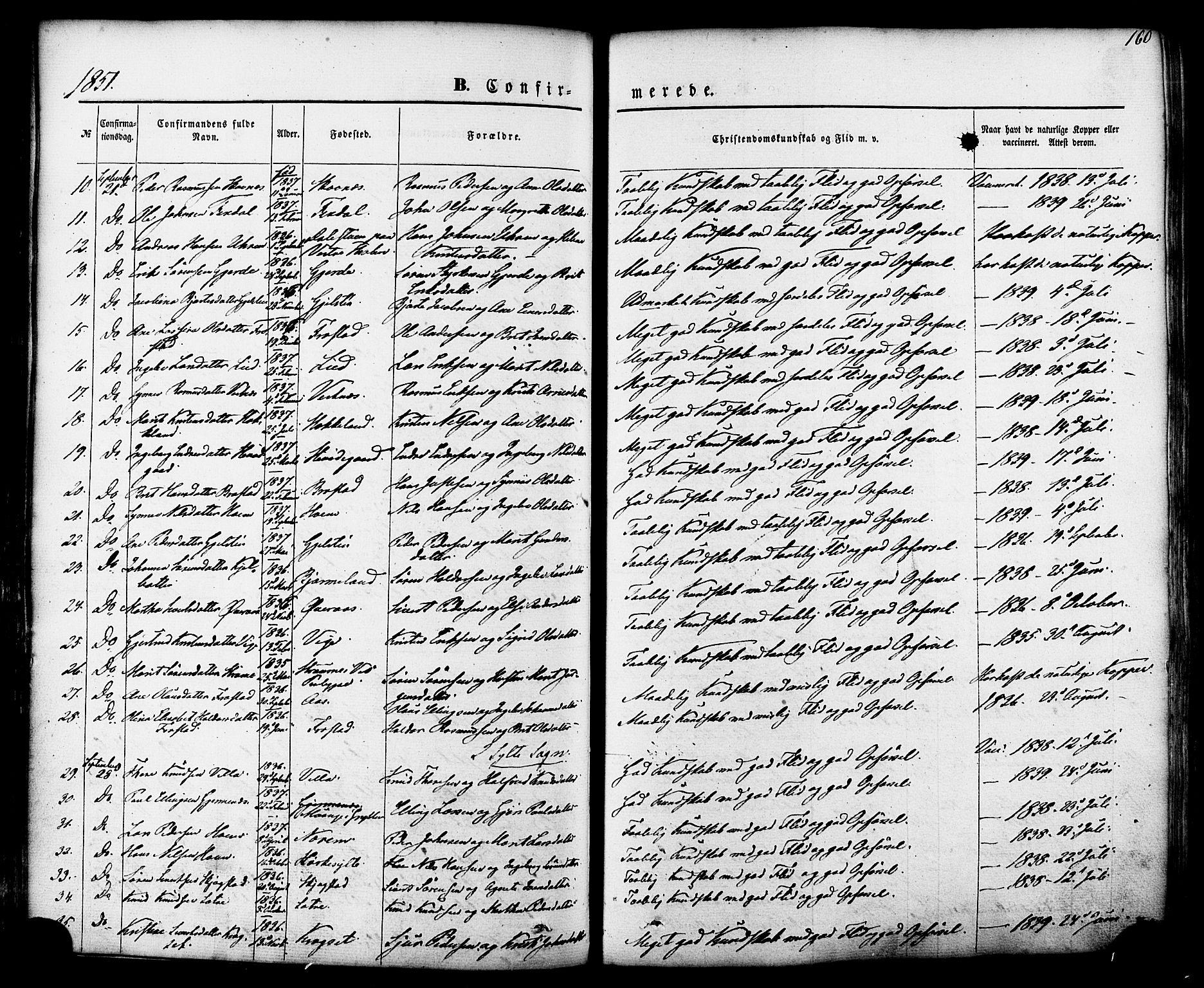 Ministerialprotokoller, klokkerbøker og fødselsregistre - Møre og Romsdal, SAT/A-1454/539/L0529: Parish register (official) no. 539A02, 1848-1872, p. 160