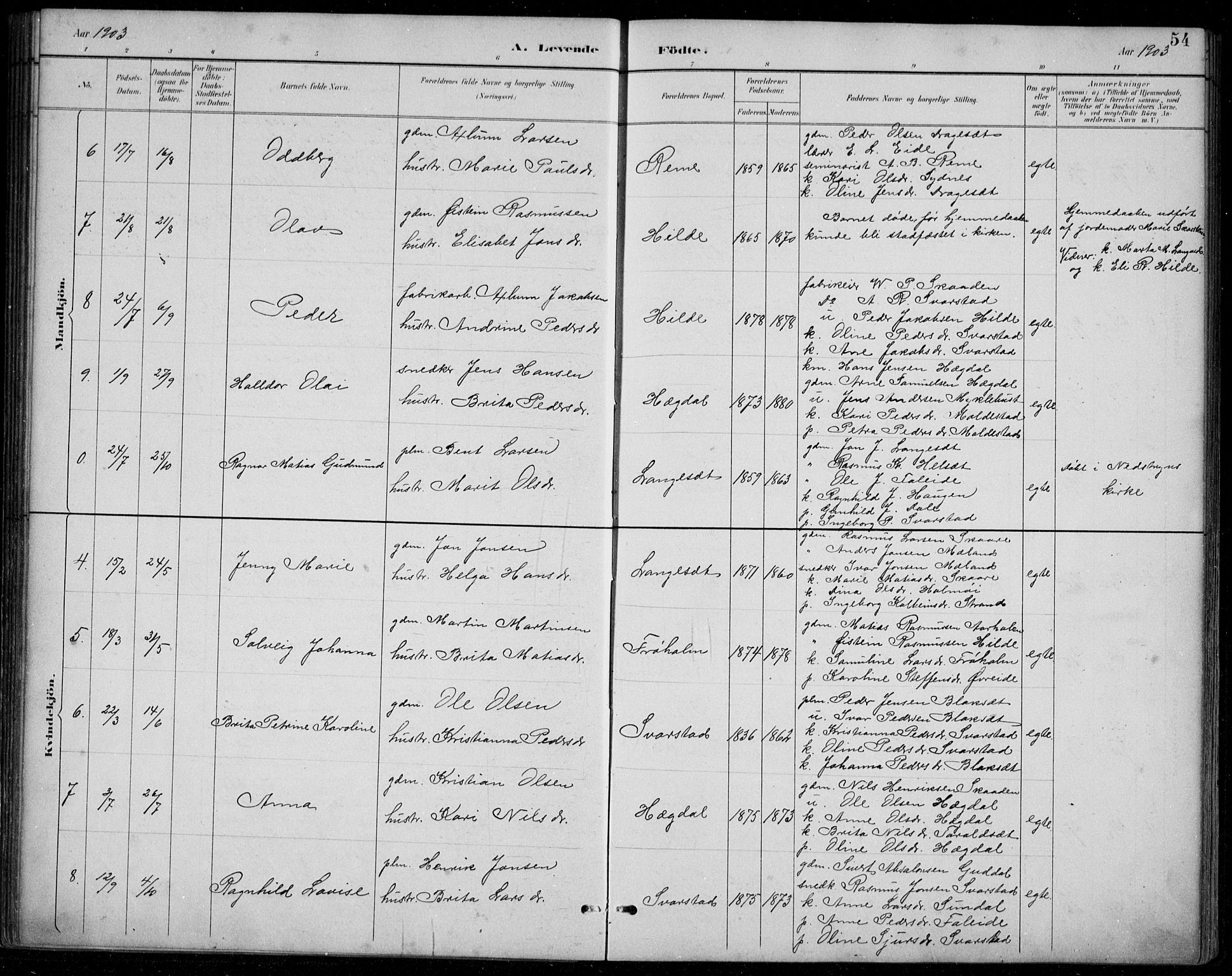 Innvik sokneprestembete, AV/SAB-A-80501: Parish register (copy) no. A 3, 1886-1912, p. 54