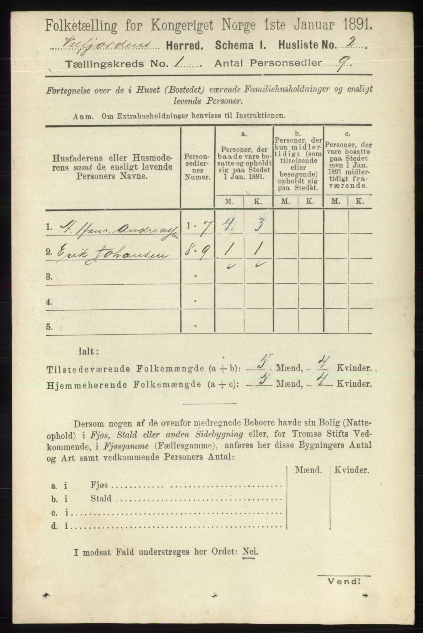 RA, 1891 census for 1813 Velfjord, 1891, p. 15