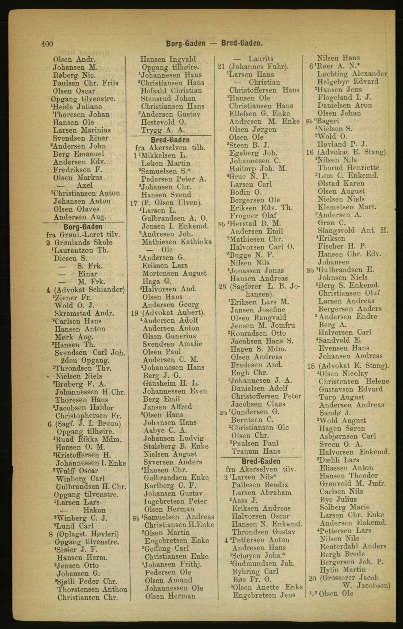 Kristiania/Oslo adressebok, PUBL/-, 1888, p. 400
