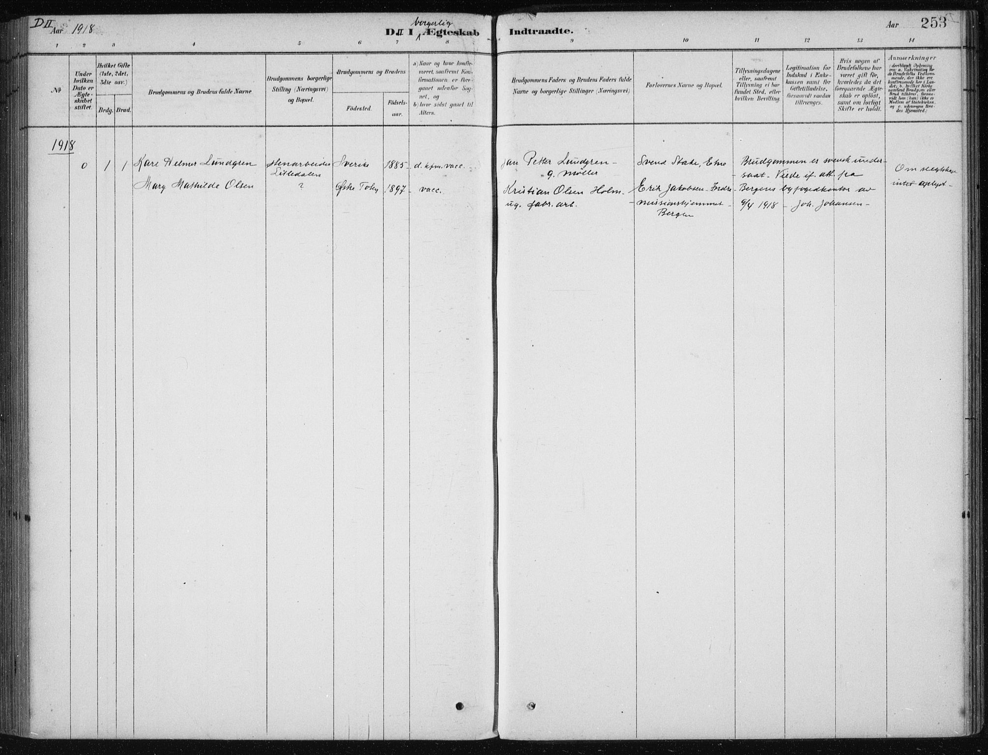 Etne sokneprestembete, SAB/A-75001/H/Haa: Parish register (official) no. D  1, 1879-1919, p. 253
