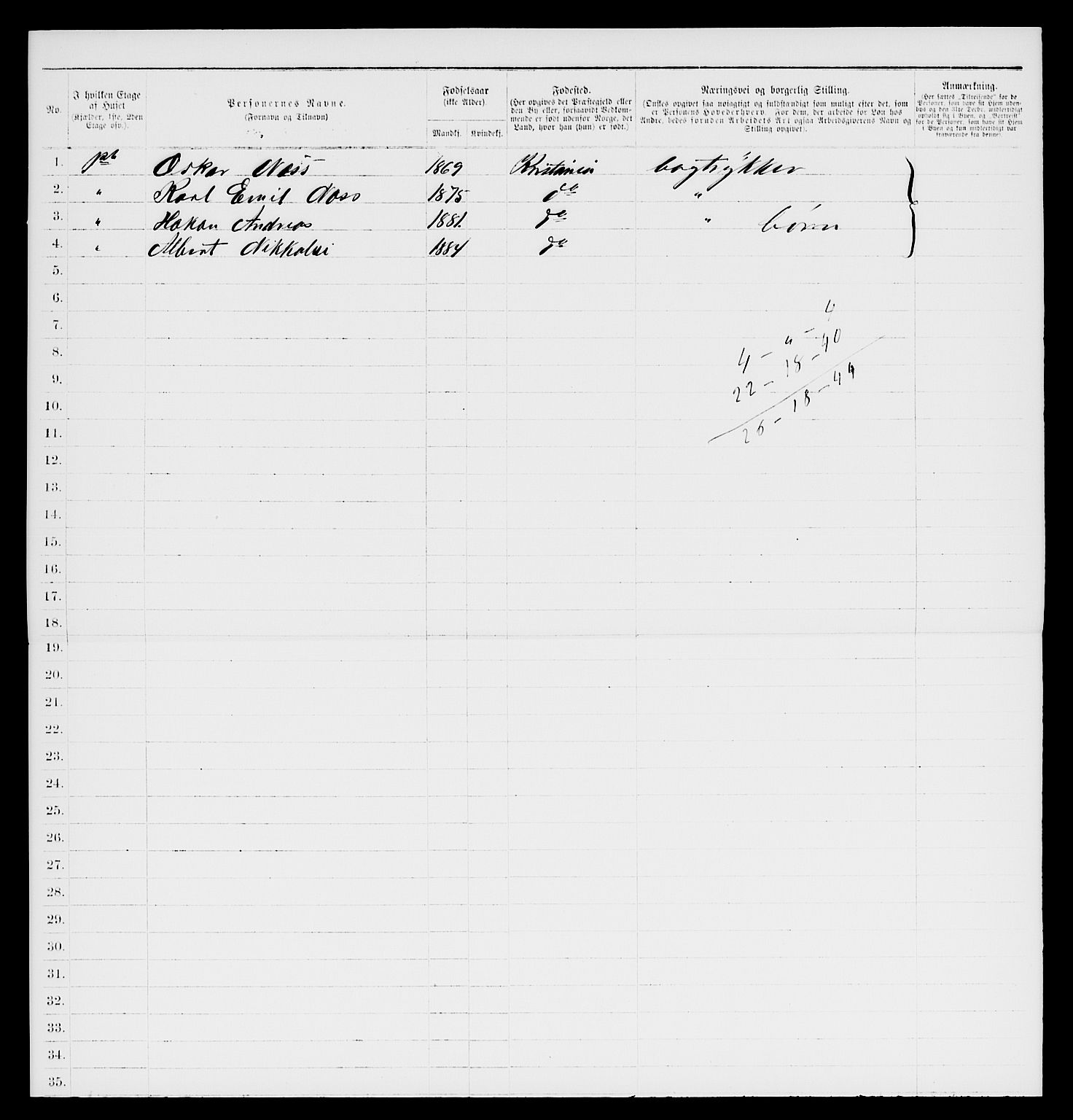 RA, 1885 census for 0301 Kristiania, 1885, p. 10733