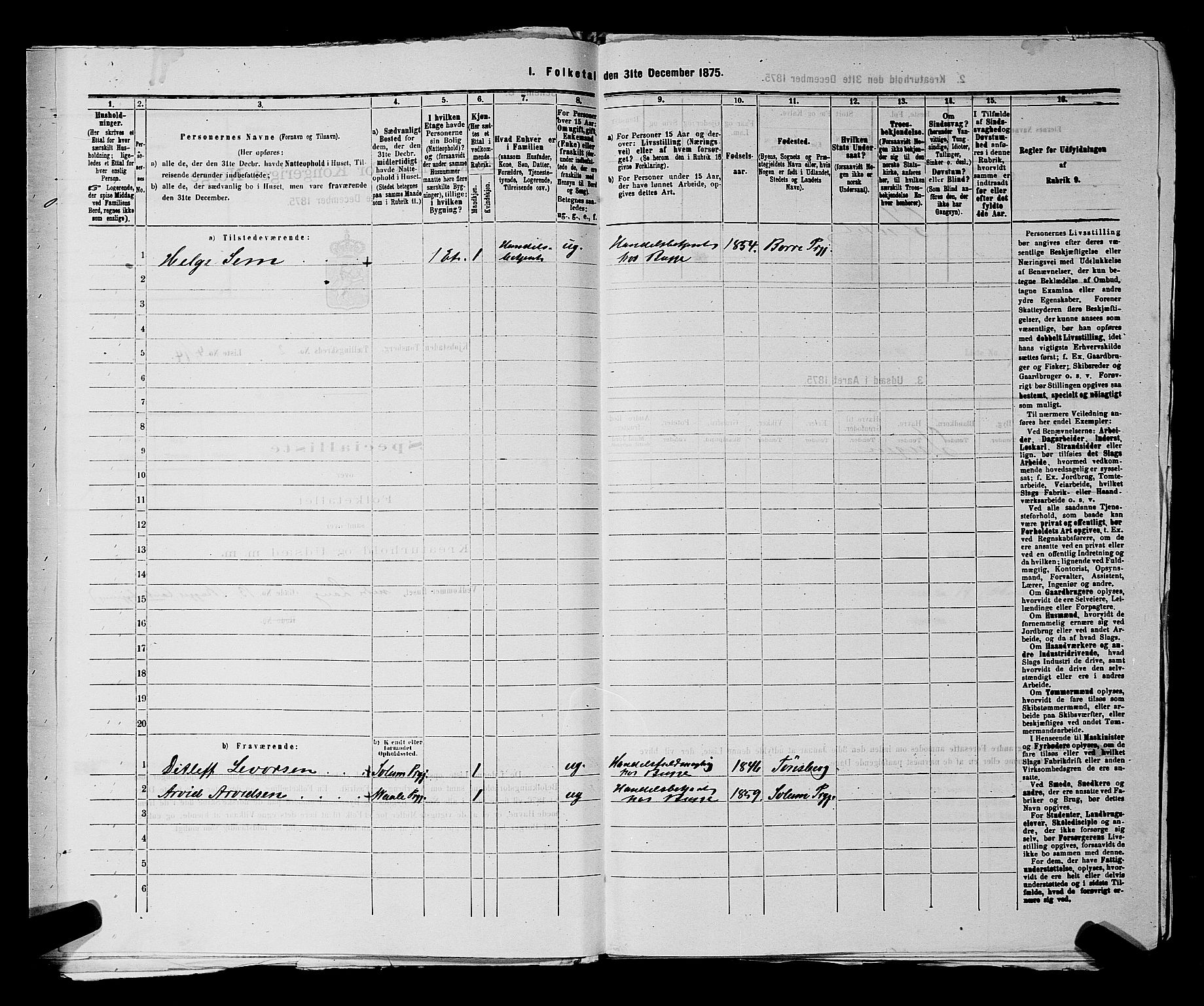 SAKO, 1875 census for 0705P Tønsberg, 1875, p. 58