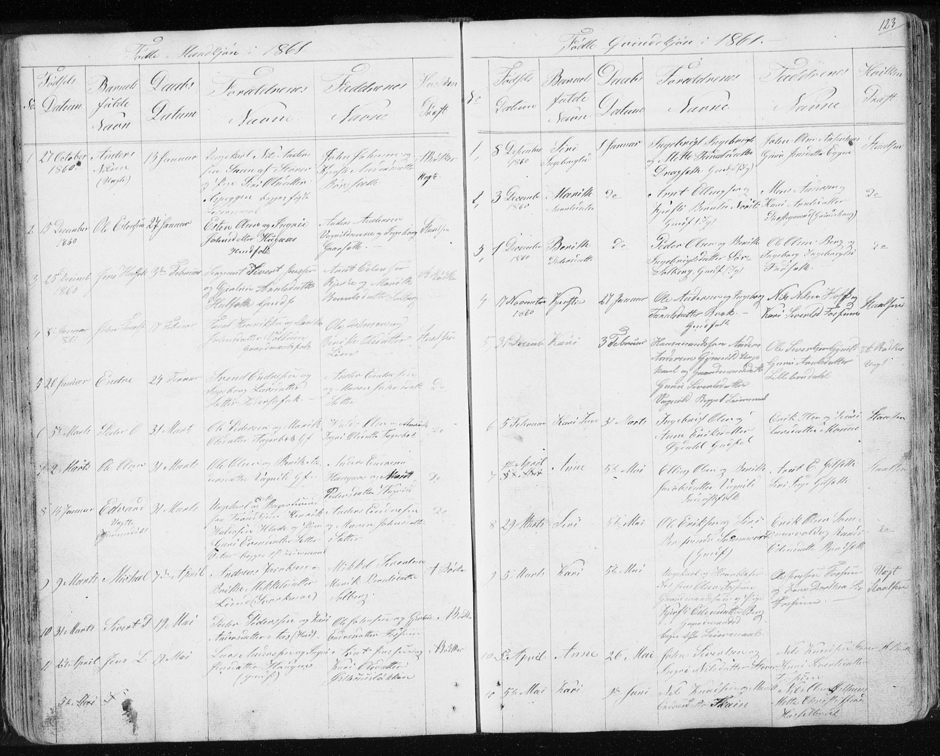 Ministerialprotokoller, klokkerbøker og fødselsregistre - Sør-Trøndelag, SAT/A-1456/689/L1043: Parish register (copy) no. 689C02, 1816-1892, p. 123
