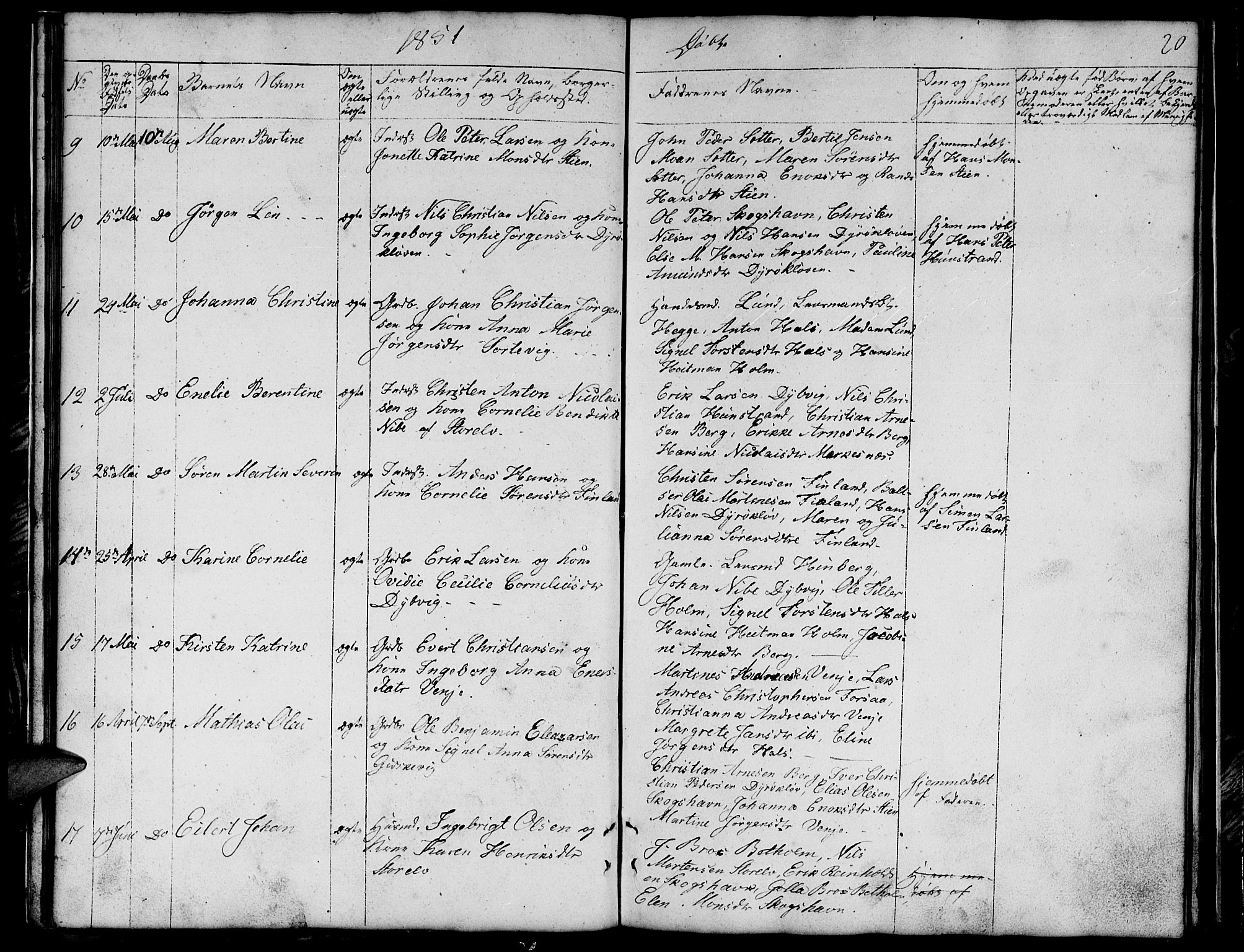 Tranøy sokneprestkontor, SATØ/S-1313/I/Ia/Iab/L0011klokker: Parish register (copy) no. 11, 1845-1859, p. 20