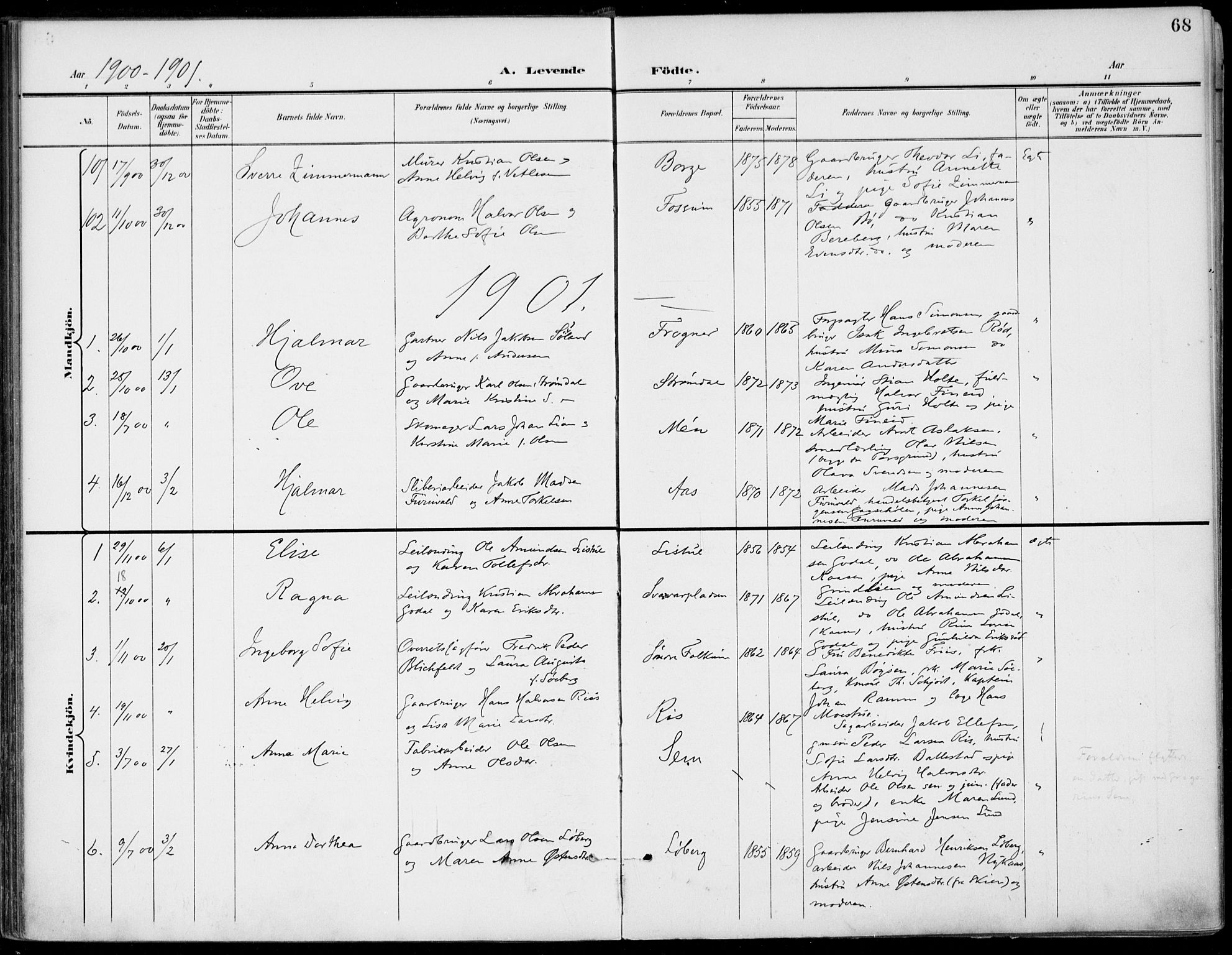 Gjerpen kirkebøker, SAKO/A-265/F/Fa/L0011: Parish register (official) no. I 11, 1896-1904, p. 68