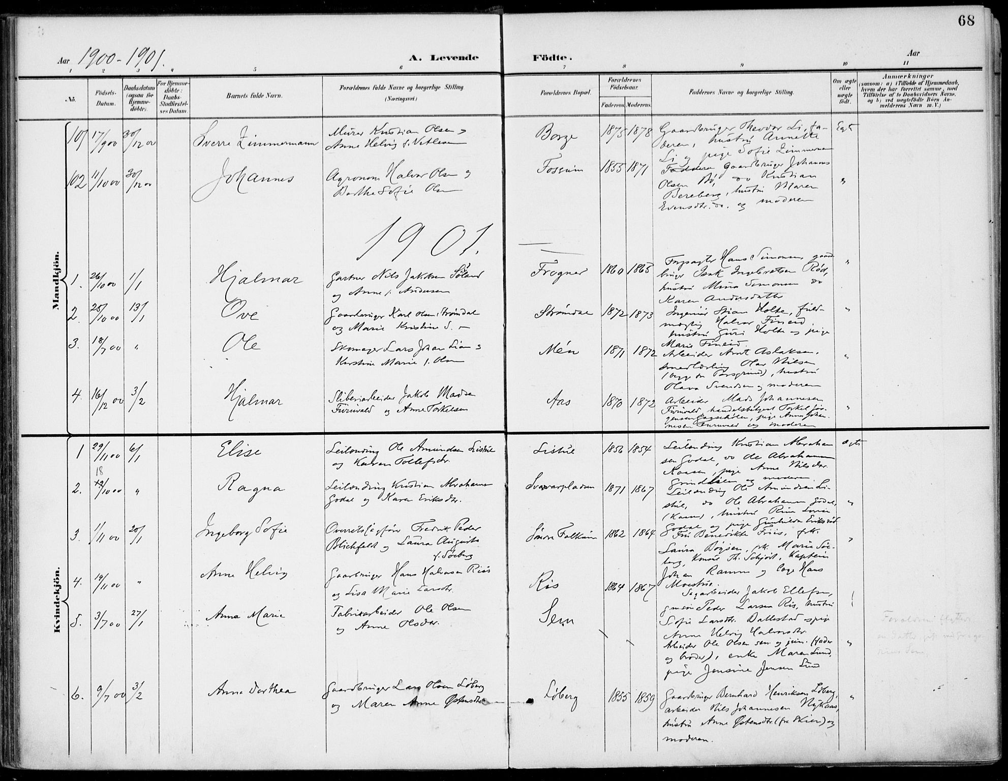 Gjerpen kirkebøker, AV/SAKO-A-265/F/Fa/L0011: Parish register (official) no. I 11, 1896-1904, p. 68