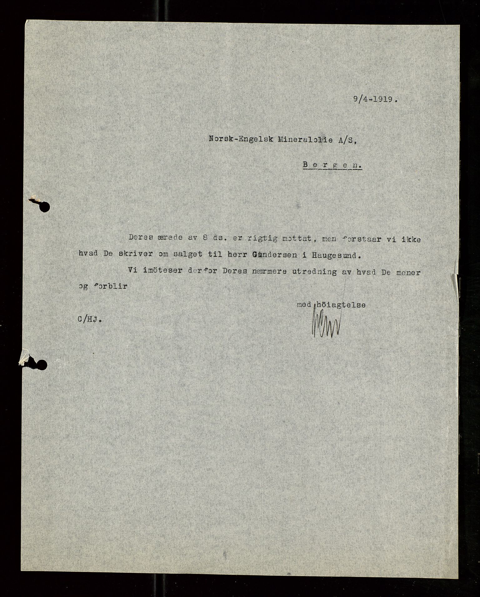 Pa 1521 - A/S Norske Shell, AV/SAST-A-101915/E/Ea/Eaa/L0007: Sjefskorrespondanse, 1919, p. 599