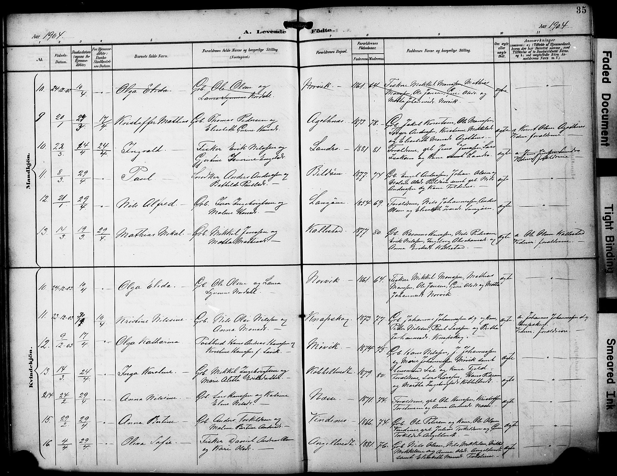 Fjell sokneprestembete, AV/SAB-A-75301/H/Hab: Parish register (copy) no. A 5, 1899-1918, p. 35