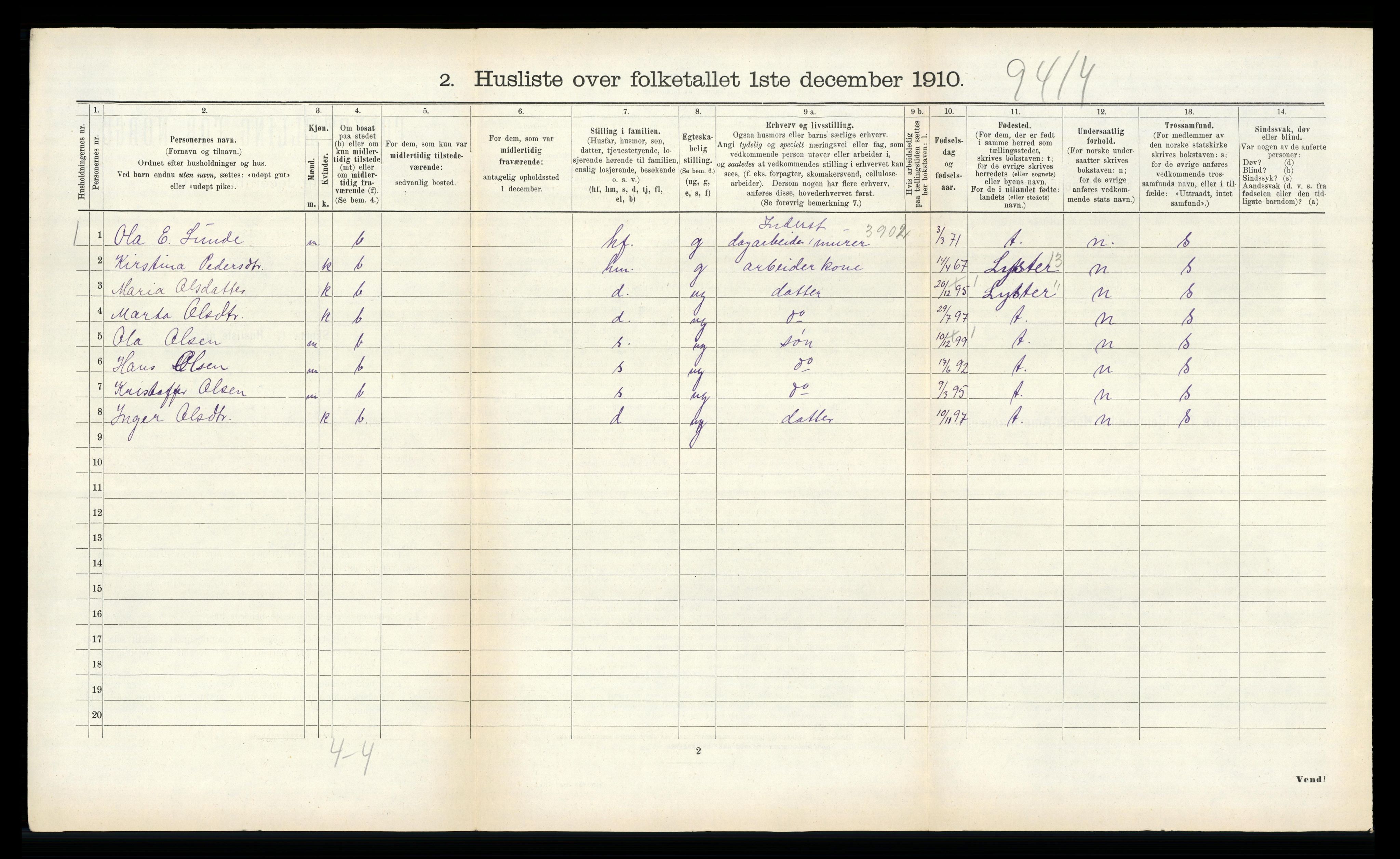 RA, 1910 census for Hafslo, 1910, p. 886