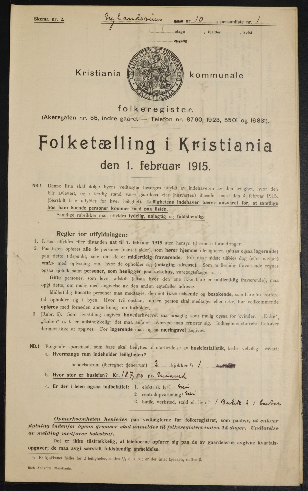 OBA, Municipal Census 1915 for Kristiania, 1915, p. 73409