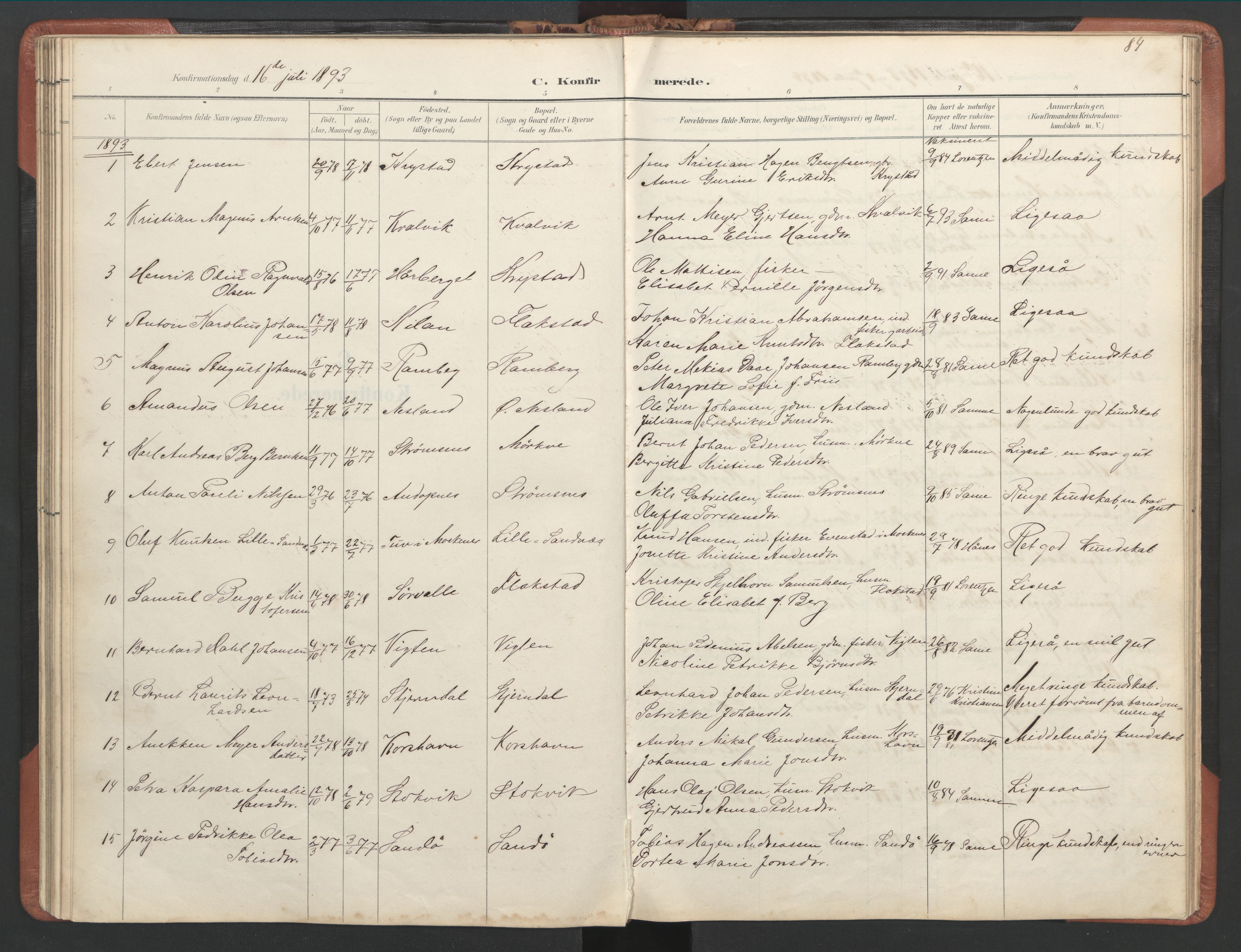 Ministerialprotokoller, klokkerbøker og fødselsregistre - Nordland, AV/SAT-A-1459/885/L1214: Parish register (copy) no. 885C03, 1893-1958, p. 84