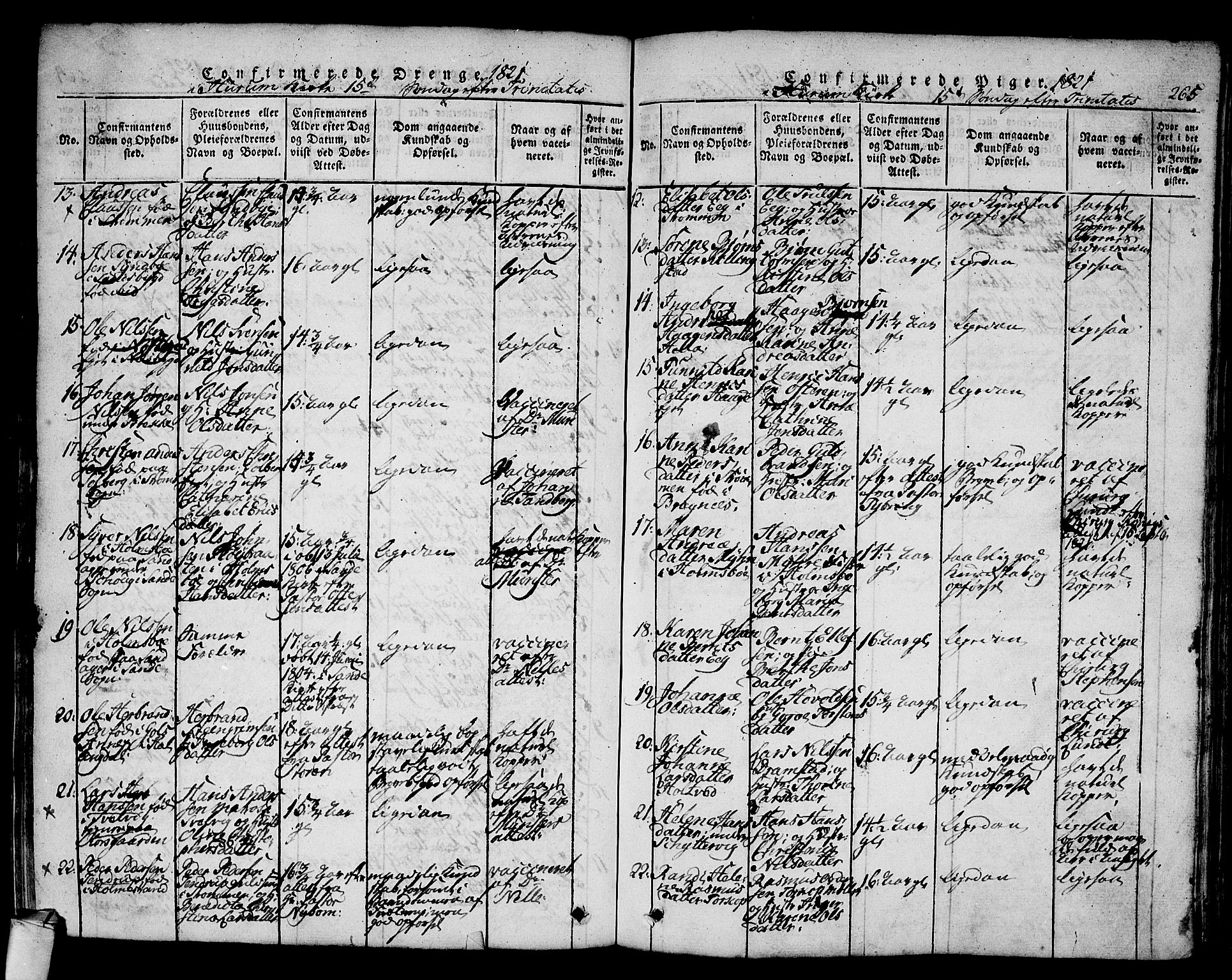 Hurum kirkebøker, SAKO/A-229/F/Fa/L0009: Parish register (official) no. 9, 1816-1826, p. 265