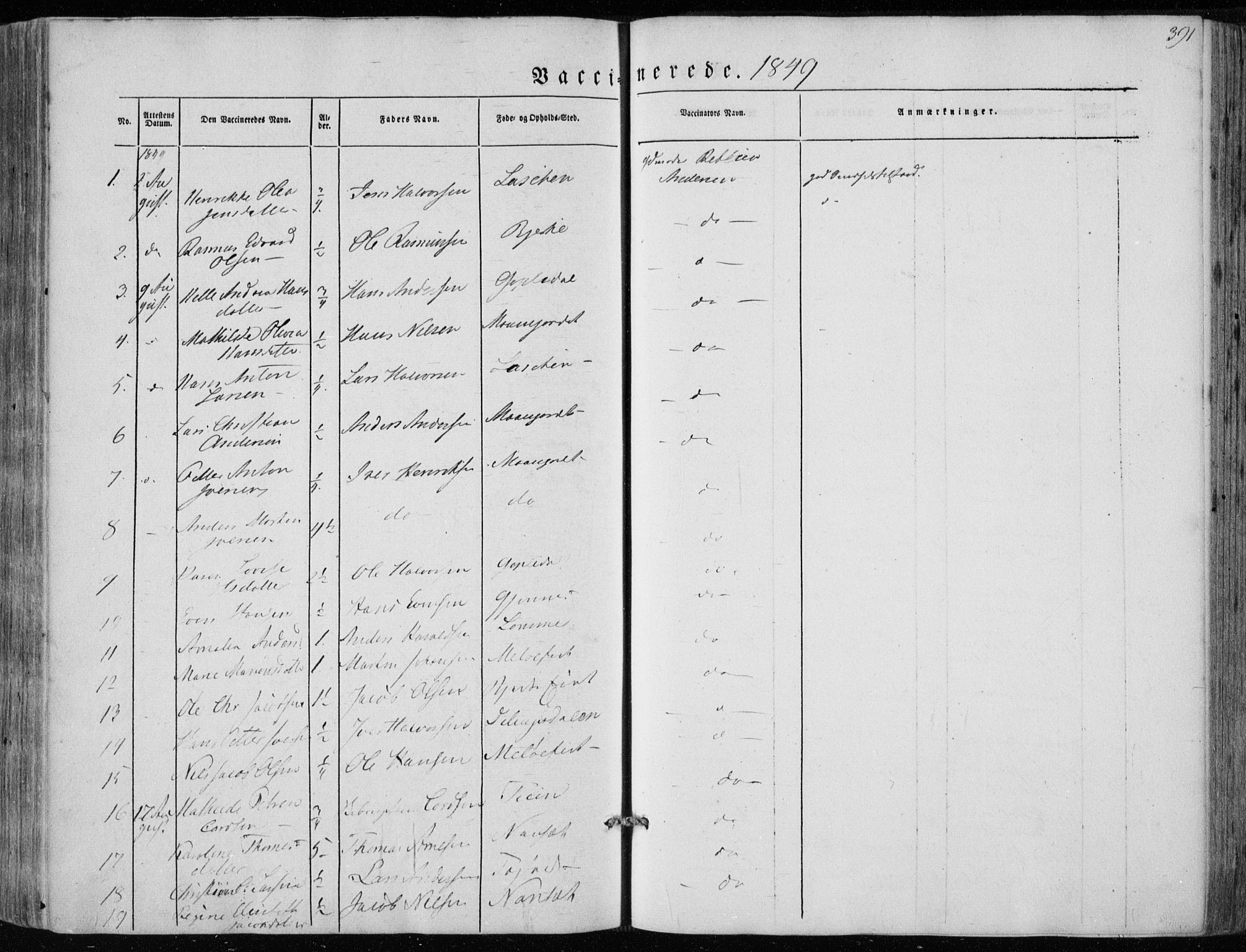 Hedrum kirkebøker, AV/SAKO-A-344/F/Fa/L0006: Parish register (official) no. I 6, 1849-1857, p. 391