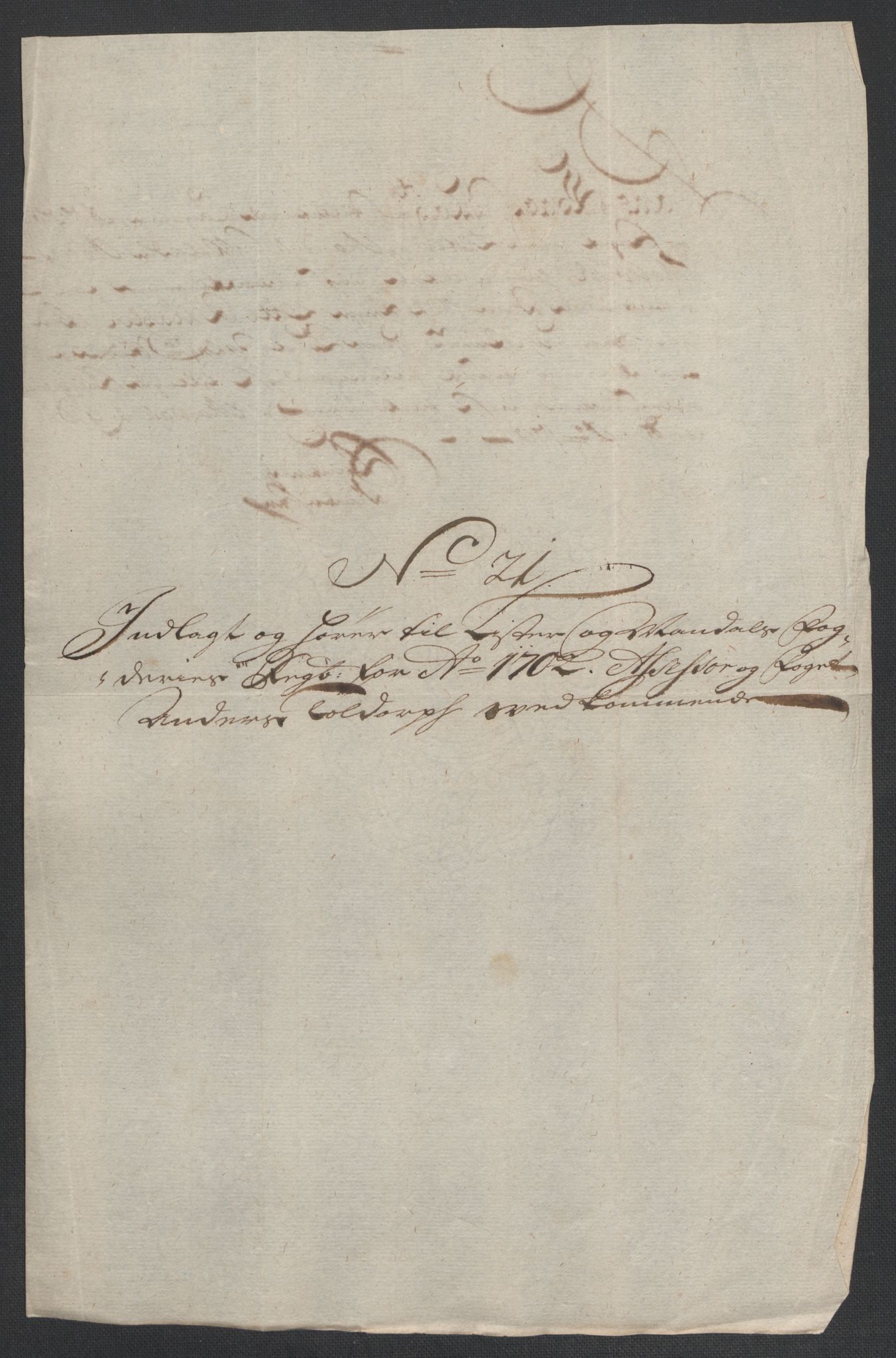 Rentekammeret inntil 1814, Reviderte regnskaper, Fogderegnskap, AV/RA-EA-4092/R43/L2549: Fogderegnskap Lista og Mandal, 1701-1702, p. 339