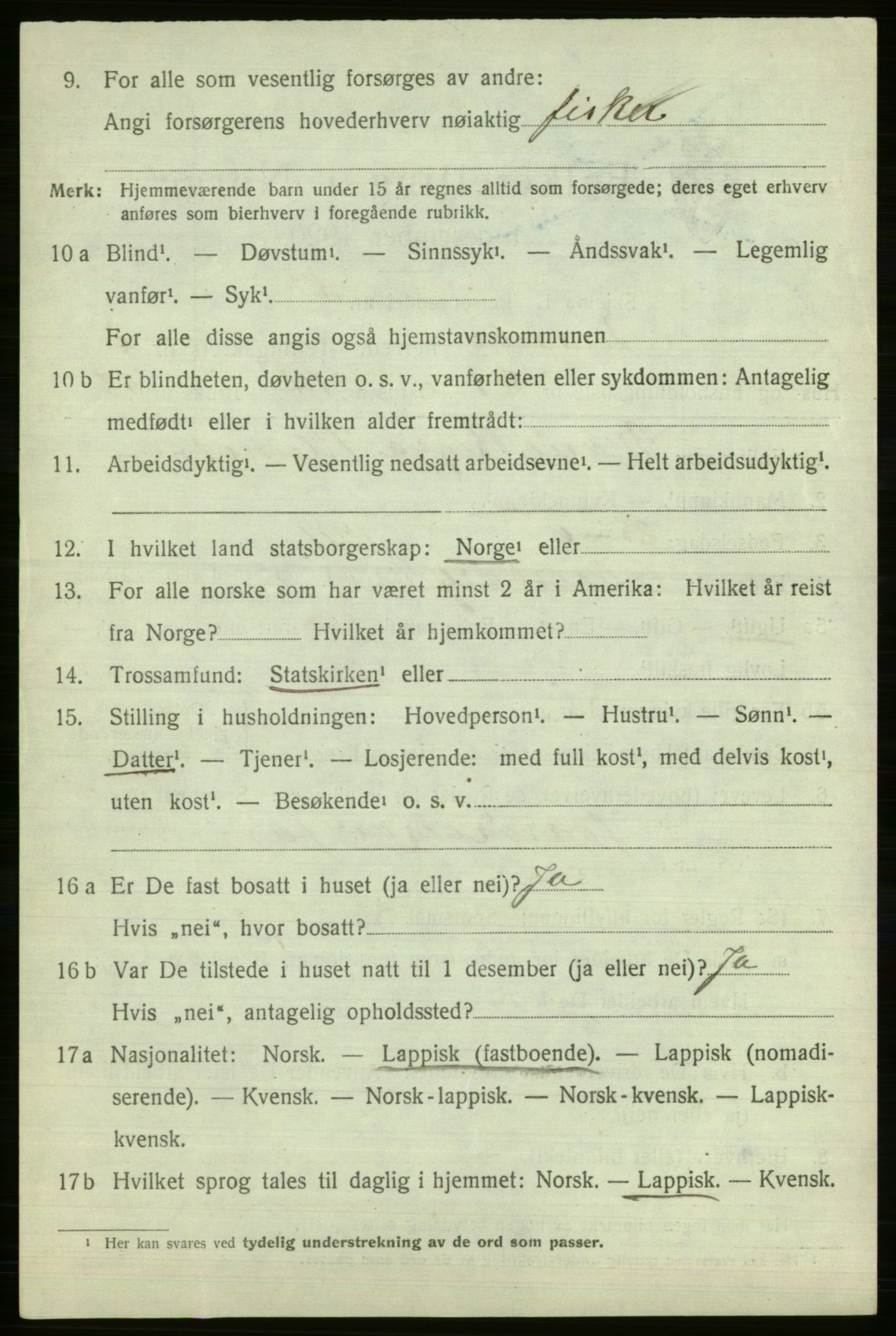 SATØ, 1920 census for Nesseby, 1920, p. 1381