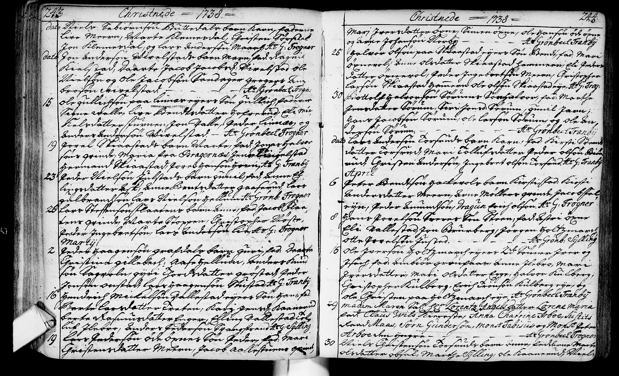 Lier kirkebøker, AV/SAKO-A-230/F/Fa/L0003: Parish register (official) no. I 3, 1727-1748, p. 243-244