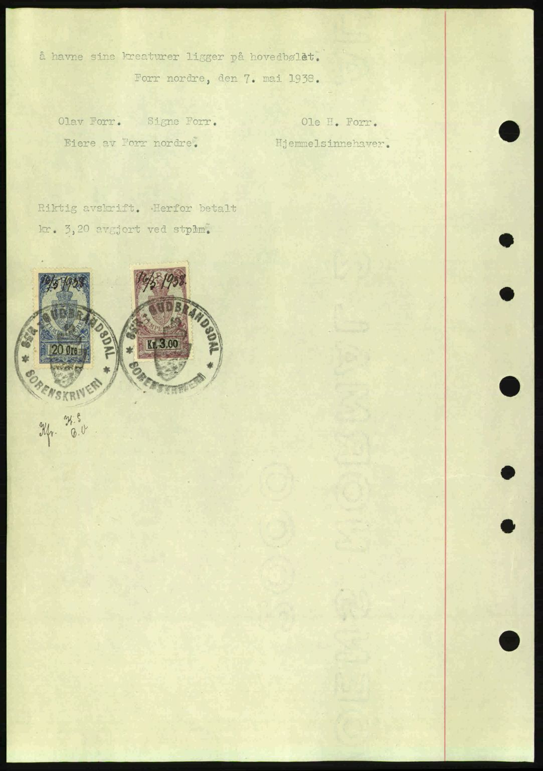 Sør-Gudbrandsdal tingrett, SAH/TING-004/H/Hb/Hbe/L0001: Mortgage book no. B1, 1936-1939, Diary no: : 671/1938