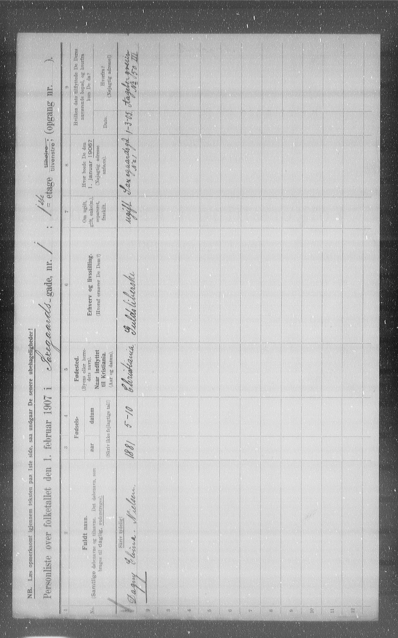 OBA, Municipal Census 1907 for Kristiania, 1907, p. 45675