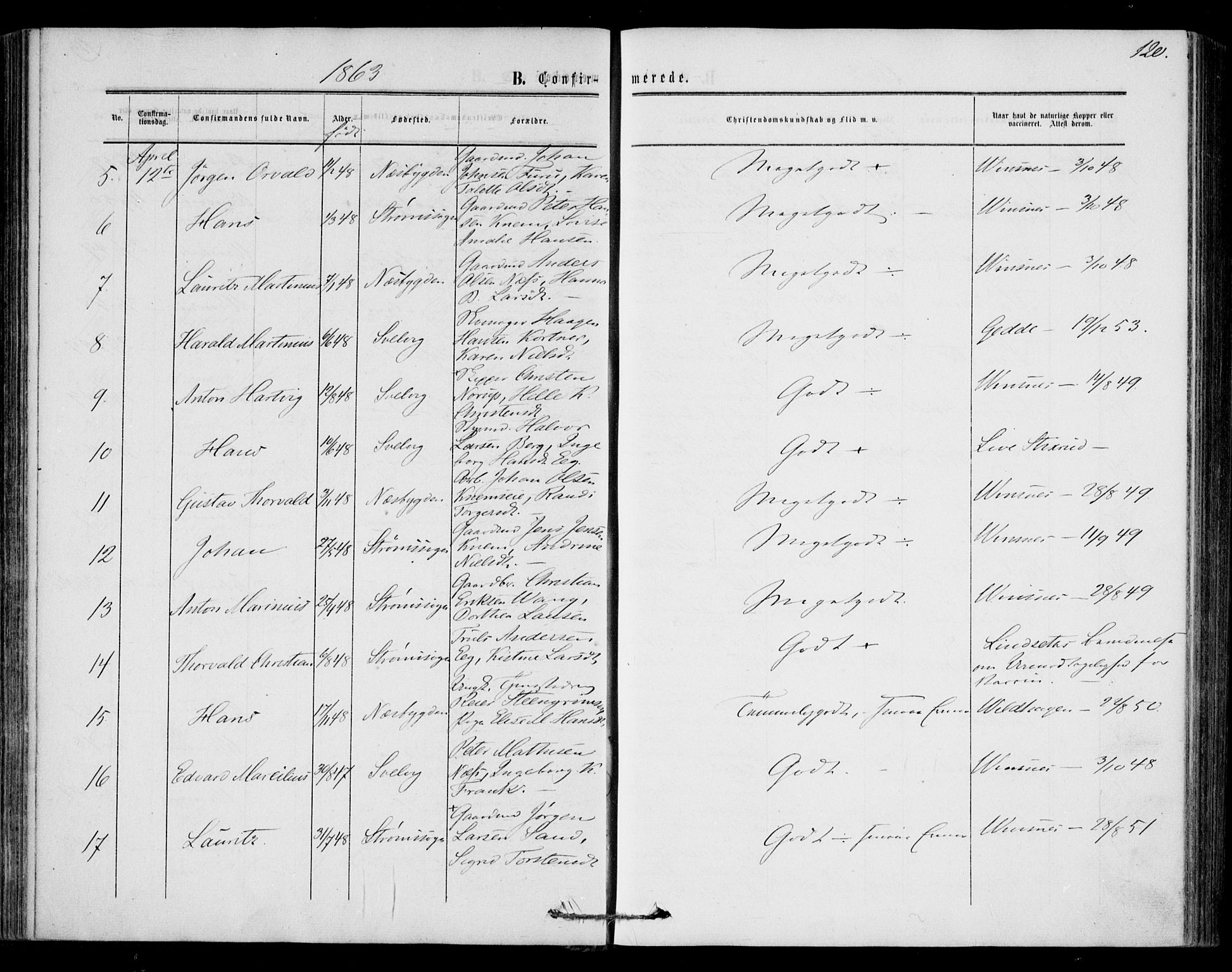 Strømm kirkebøker, SAKO/A-322/F/Fa/L0001: Parish register (official) no. I 1, 1861-1869, p. 120