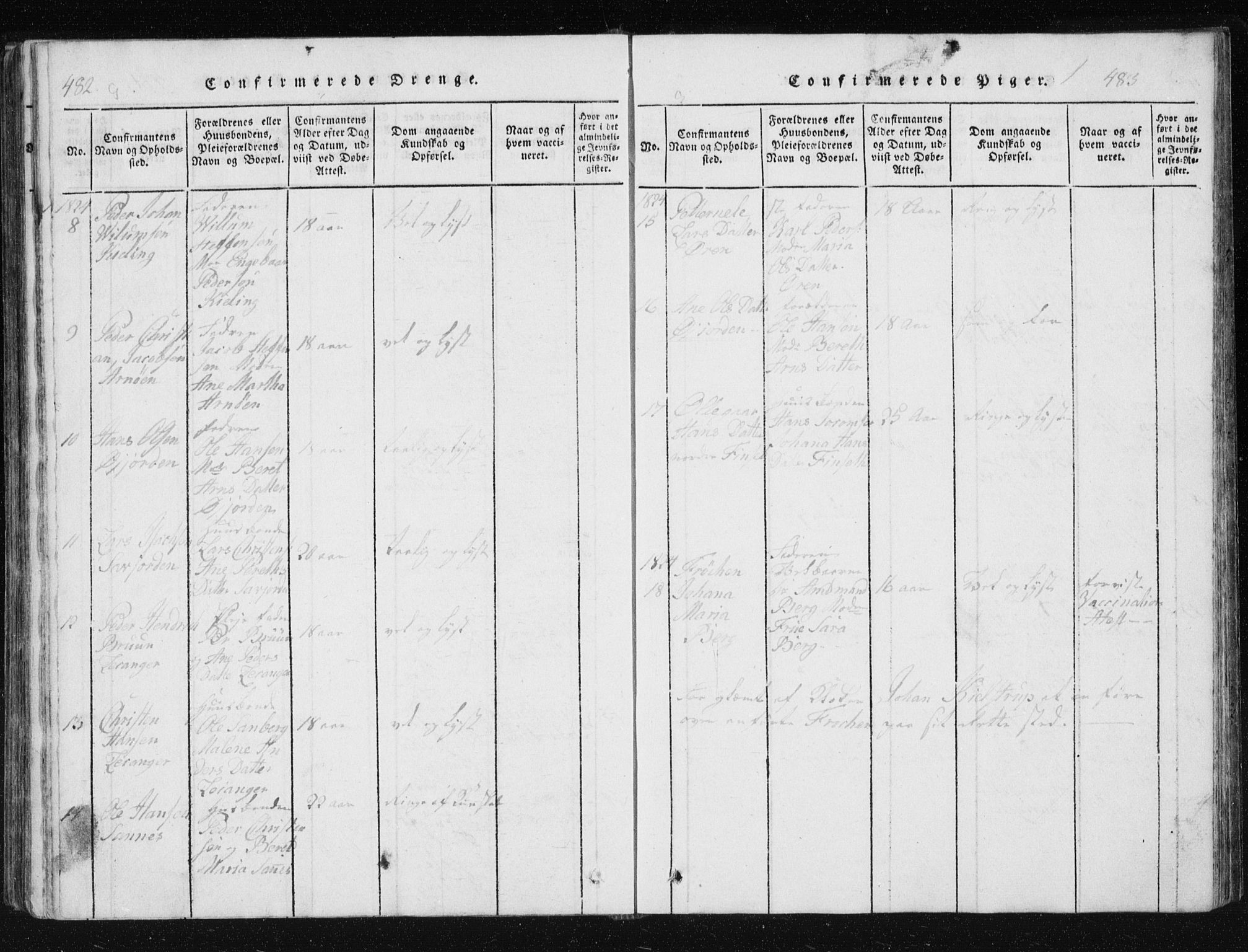 Ministerialprotokoller, klokkerbøker og fødselsregistre - Nordland, AV/SAT-A-1459/805/L0096: Parish register (official) no. 805A03, 1820-1837, p. 482-483