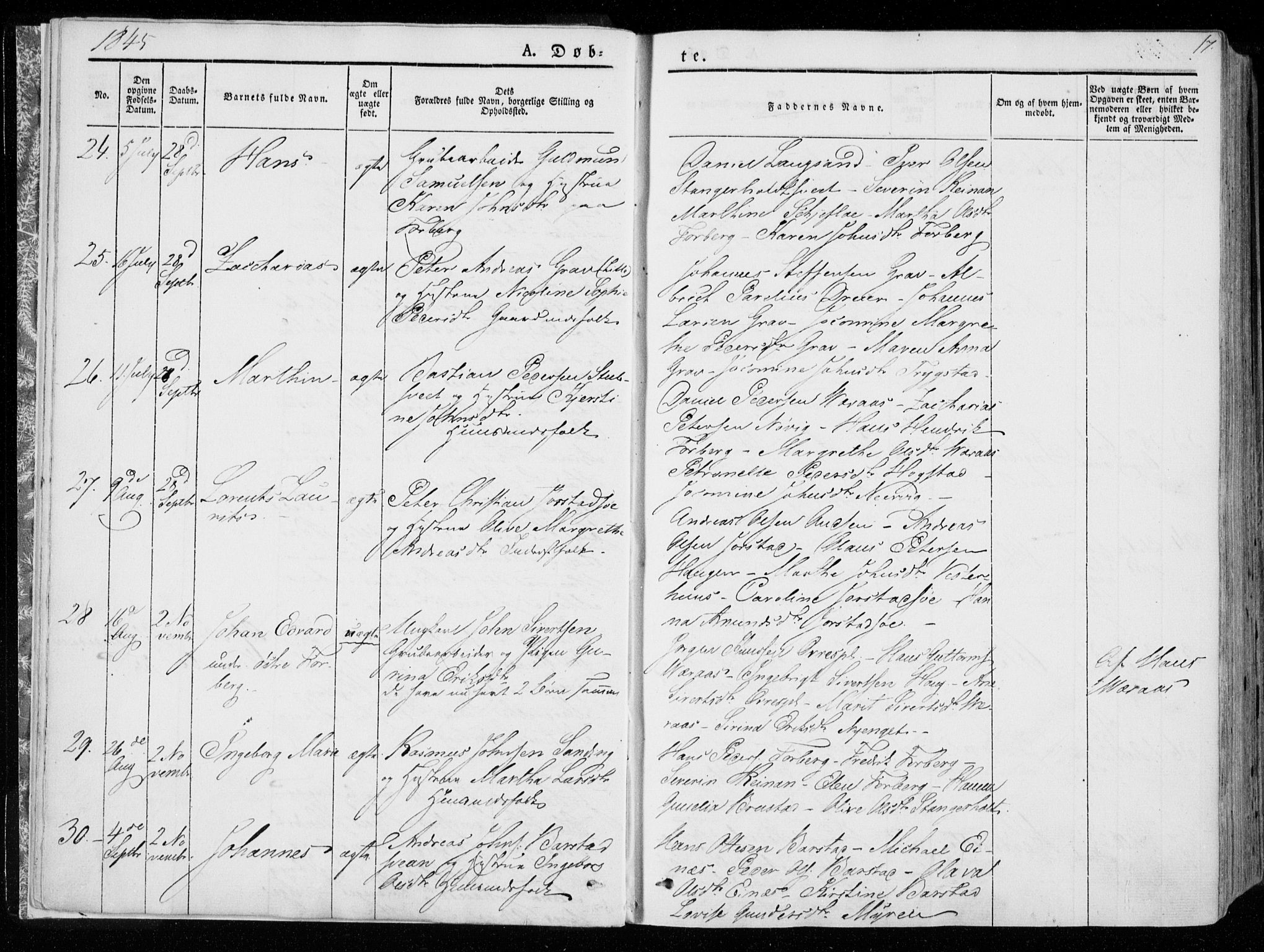 Ministerialprotokoller, klokkerbøker og fødselsregistre - Nord-Trøndelag, SAT/A-1458/722/L0218: Parish register (official) no. 722A05, 1843-1868, p. 17