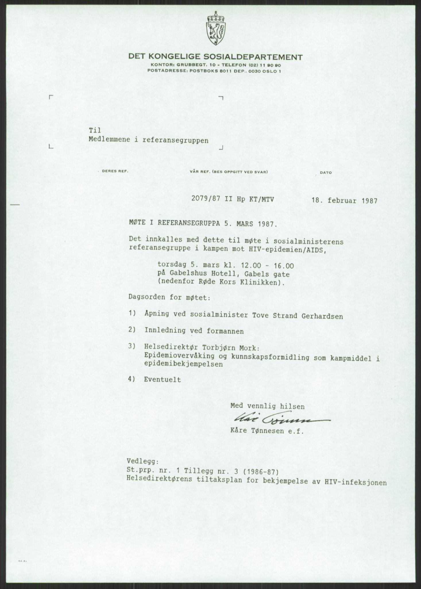 Sosialdepartementet, Administrasjons-, trygde-, plan- og helseavdelingen, AV/RA-S-6179/D/L2240/0003: -- / 619 Diverse. HIV/AIDS, 1986-1987, p. 133