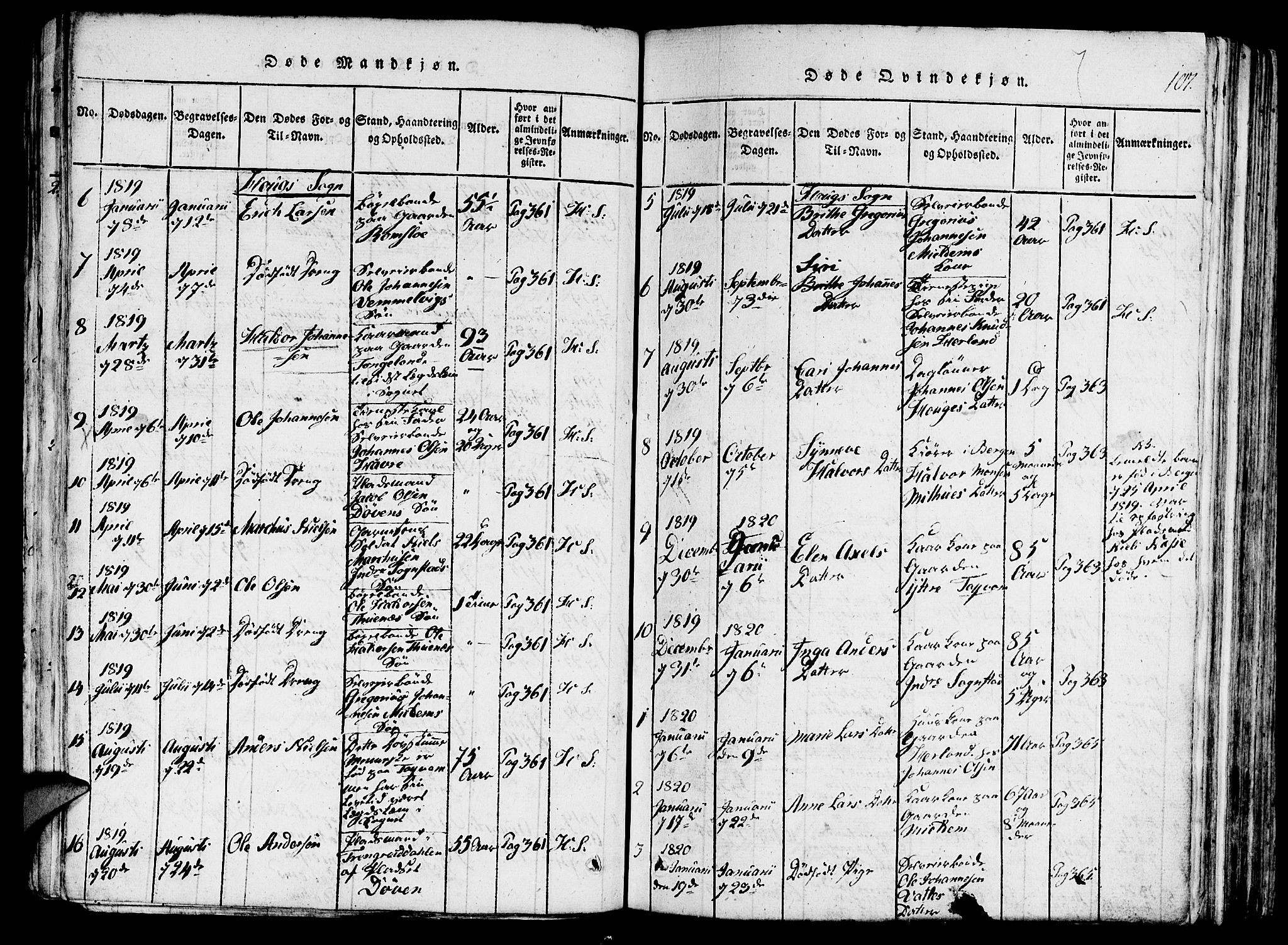 Haus sokneprestembete, AV/SAB-A-75601/H/Haa: Parish register (official) no. A 12, 1816-1821, p. 107