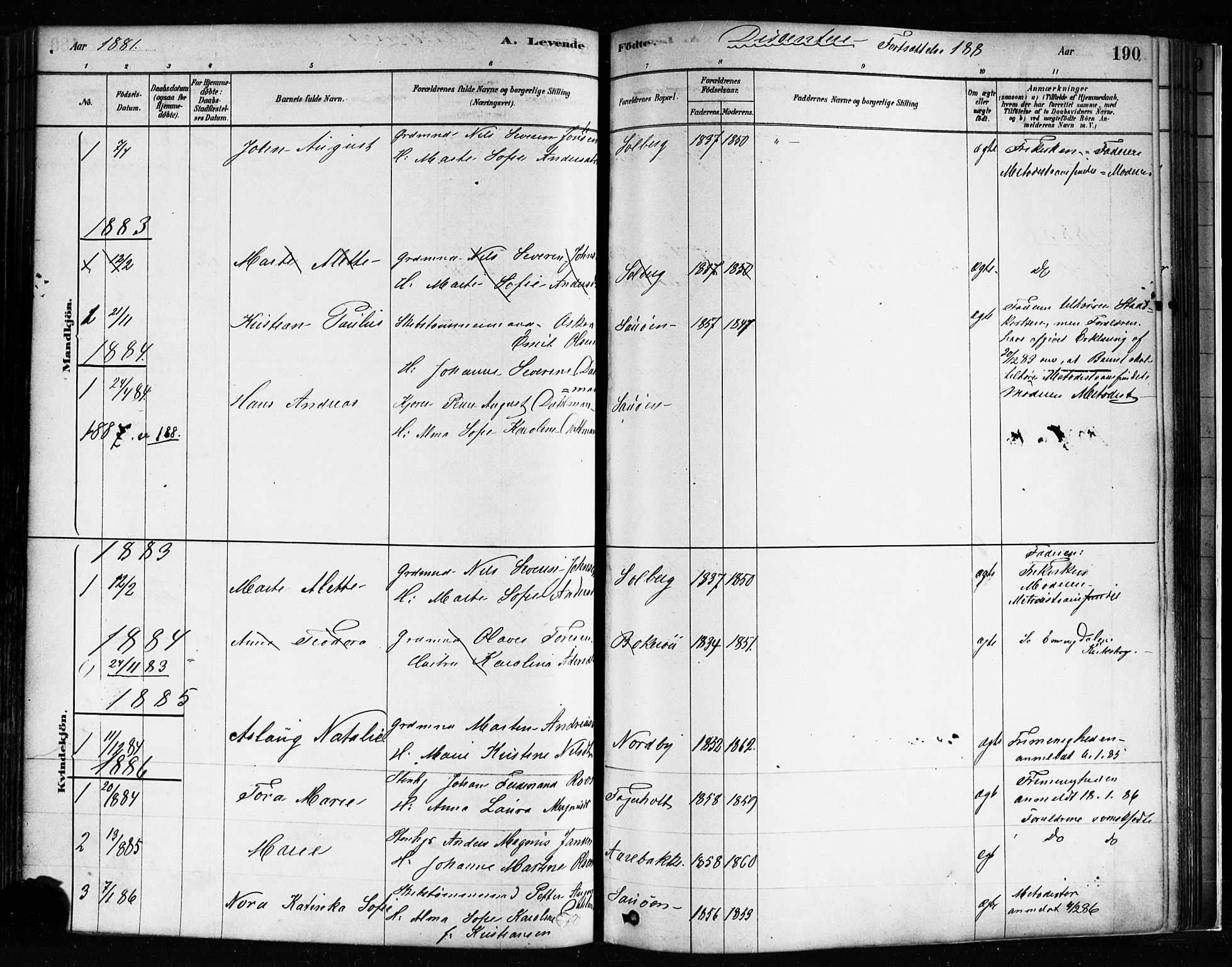 Idd prestekontor Kirkebøker, SAO/A-10911/F/Fc/L0006a: Parish register (official) no. III 6A, 1878-1903, p. 190