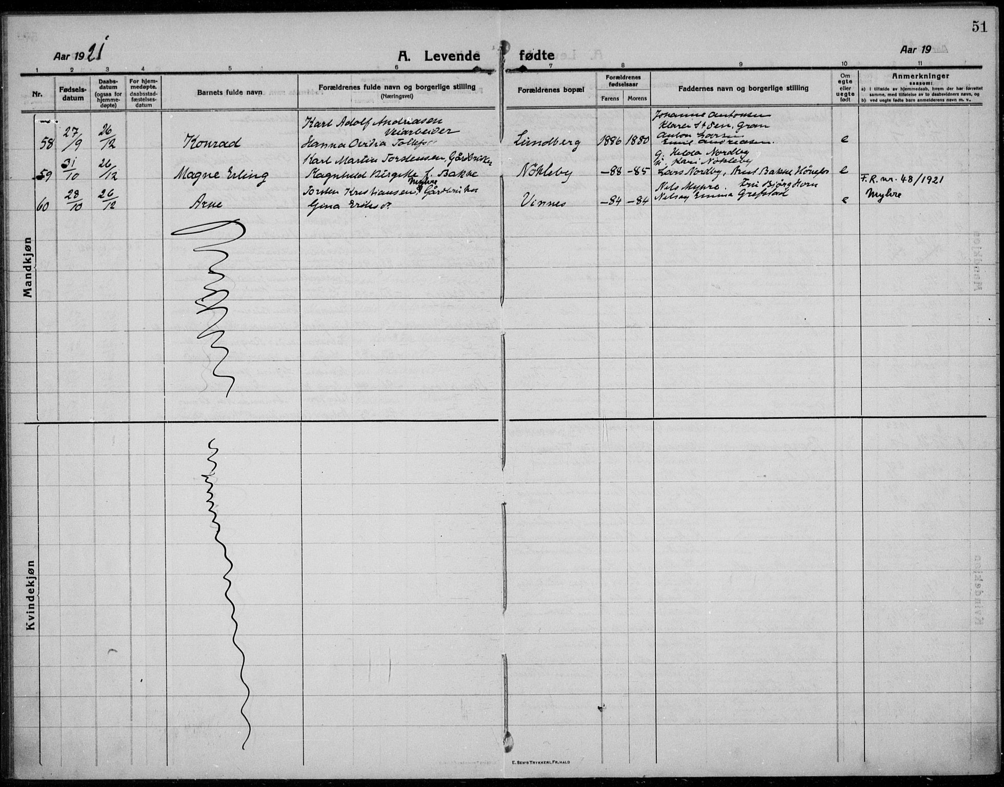 Jevnaker prestekontor, SAH/PREST-116/H/Ha/Haa/L0012: Parish register (official) no. 12, 1914-1924, p. 51