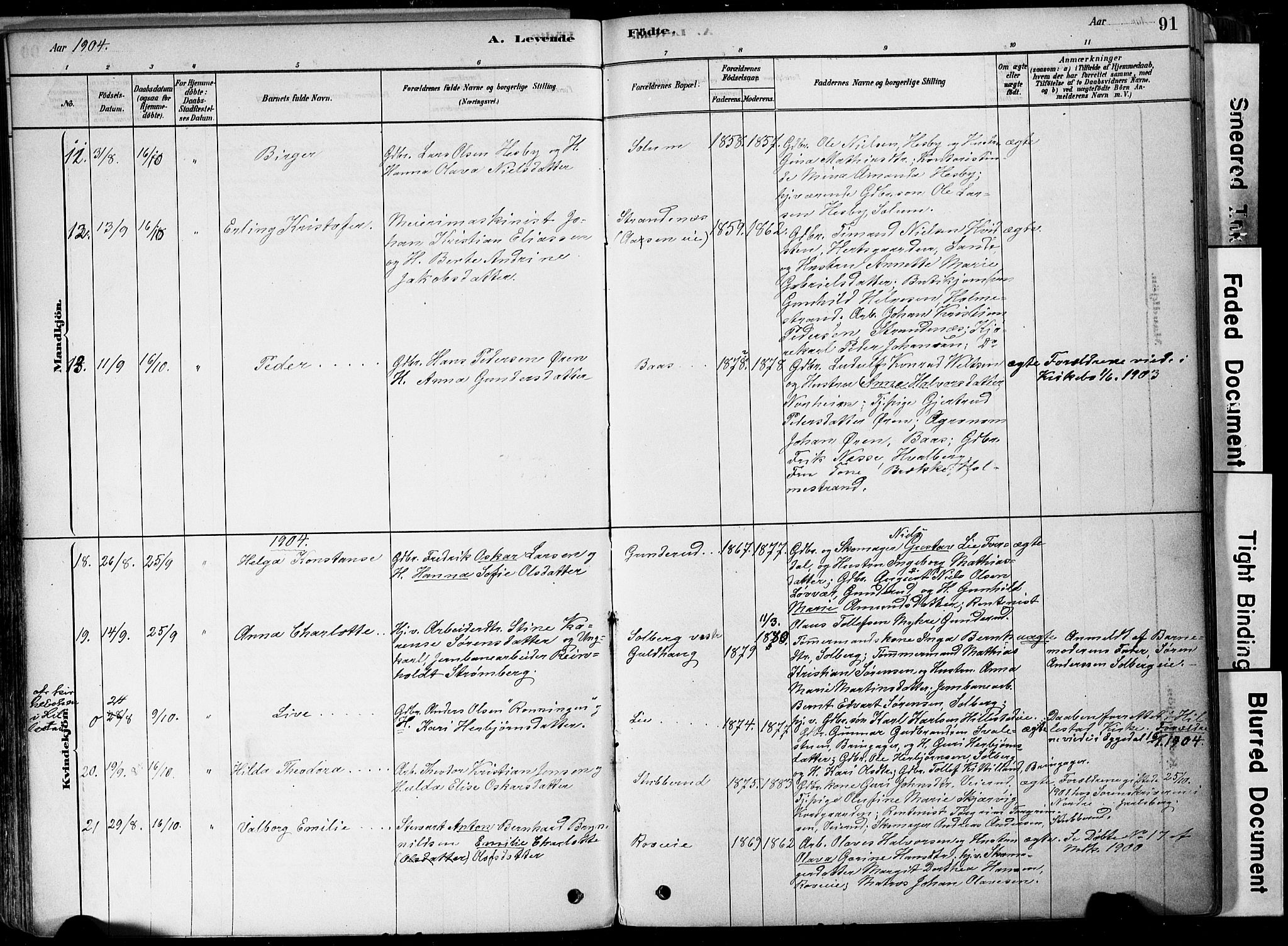 Botne kirkebøker, SAKO/A-340/F/Fa/L0007: Parish register (official) no. I 7, 1878-1910, p. 91