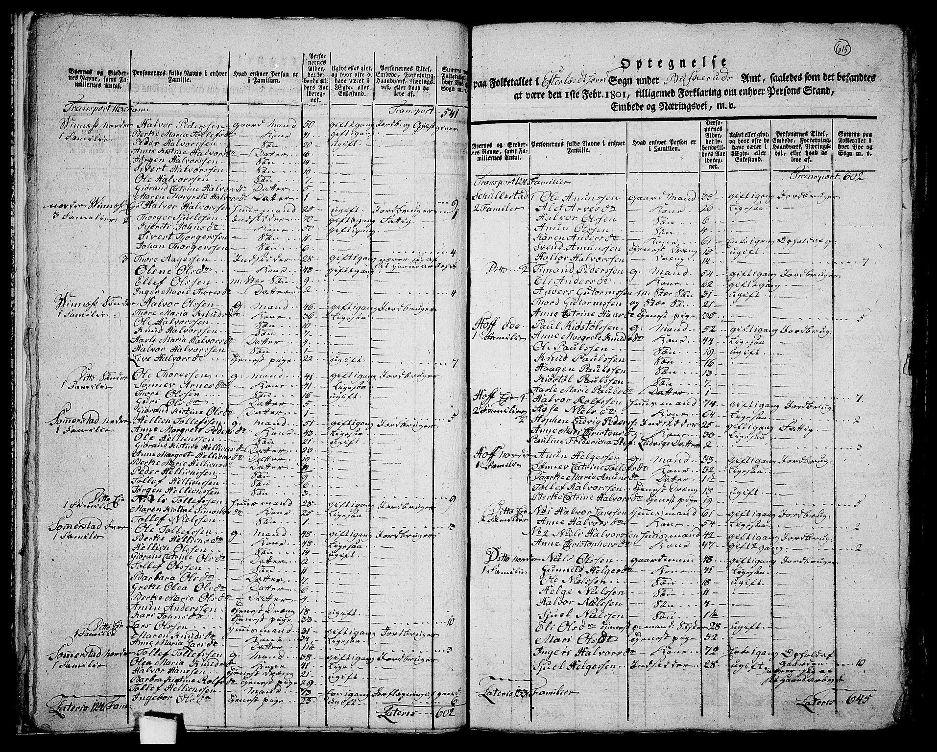 RA, 1801 census for 0629P Sandsvær, 1801, p. 614b-615a