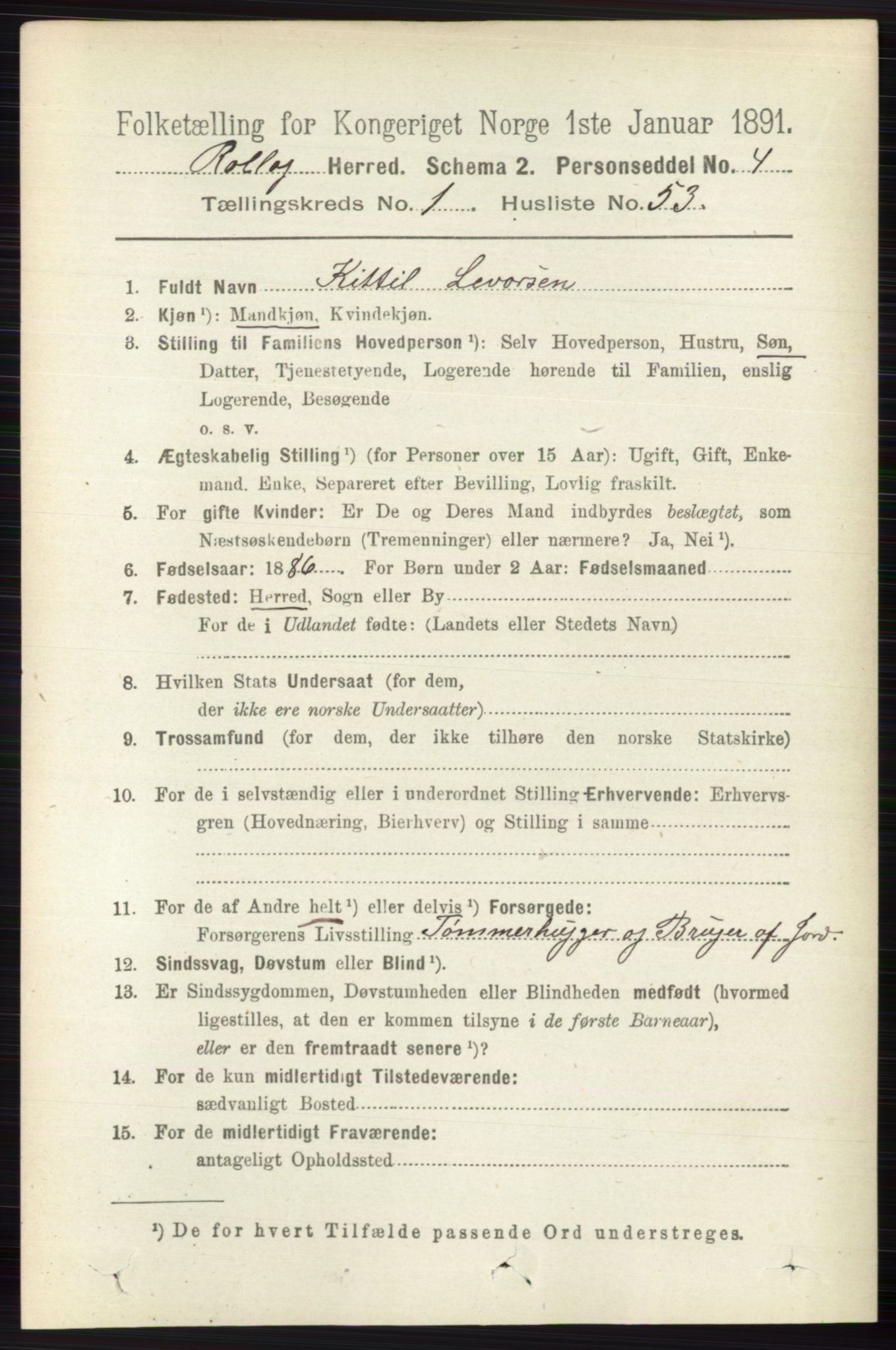 RA, 1891 census for 0632 Rollag, 1891, p. 412