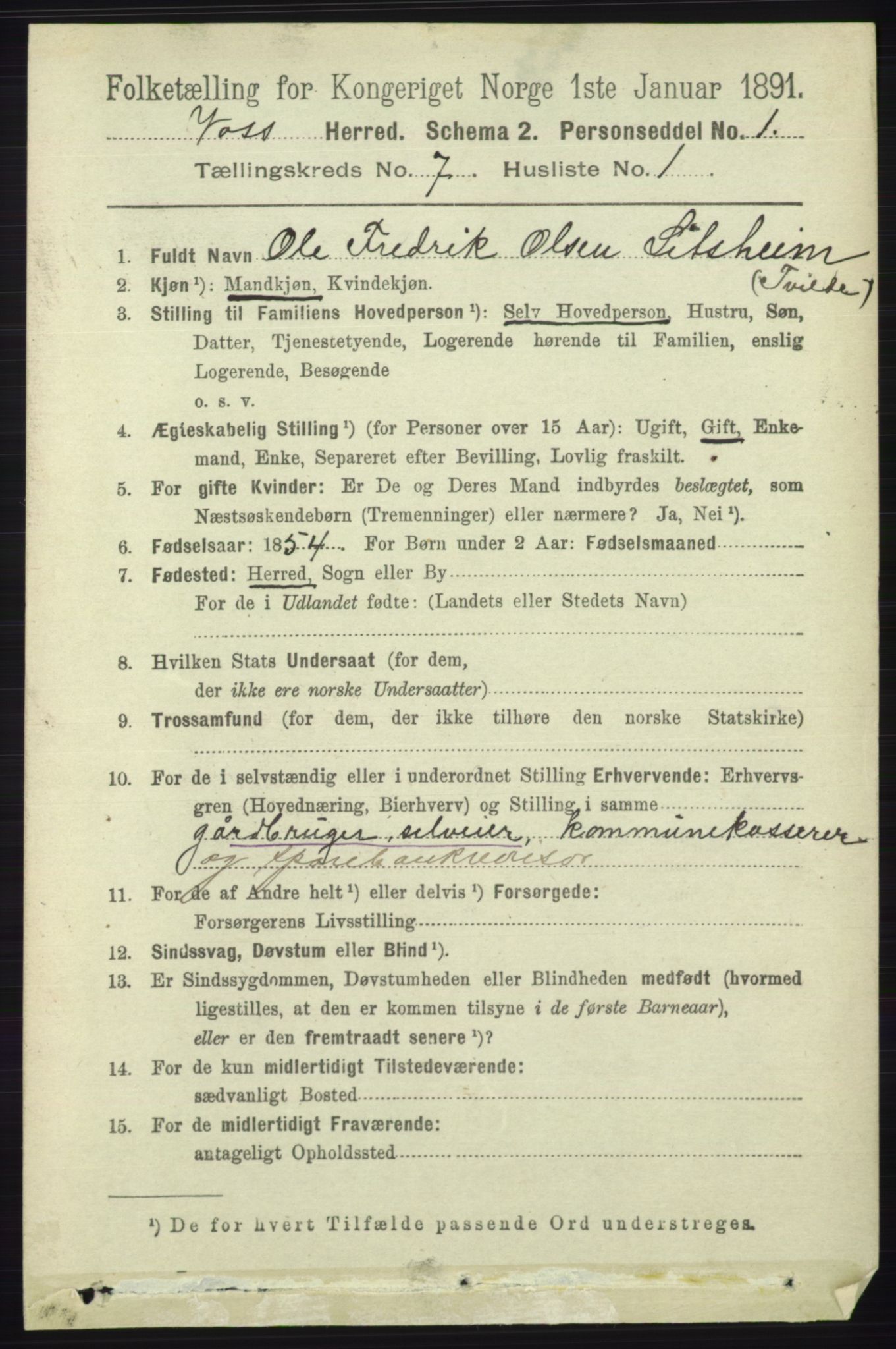 RA, 1891 census for 1235 Voss, 1891, p. 3794