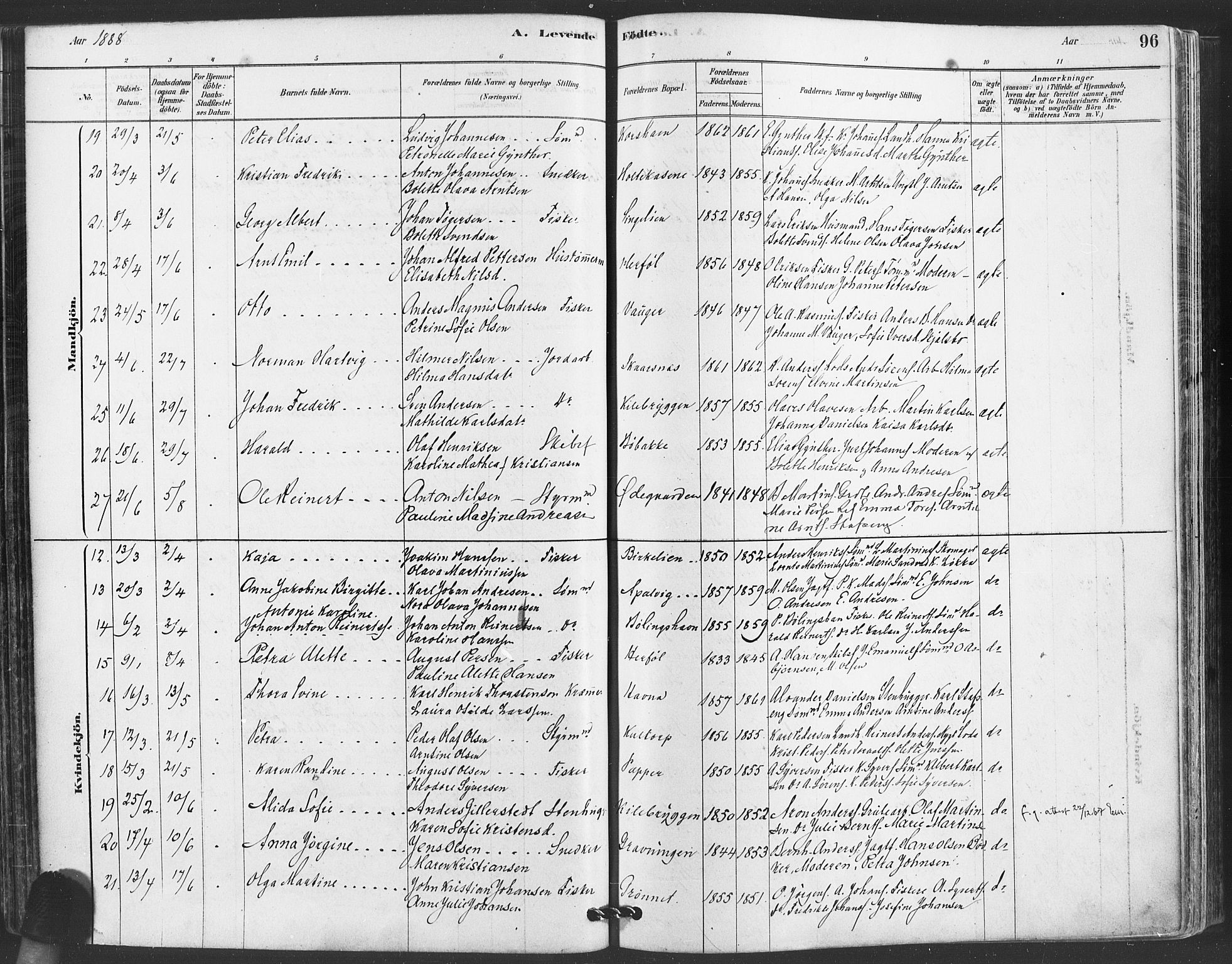 Hvaler prestekontor Kirkebøker, AV/SAO-A-2001/F/Fa/L0008: Parish register (official) no. I 8, 1878-1895, p. 96