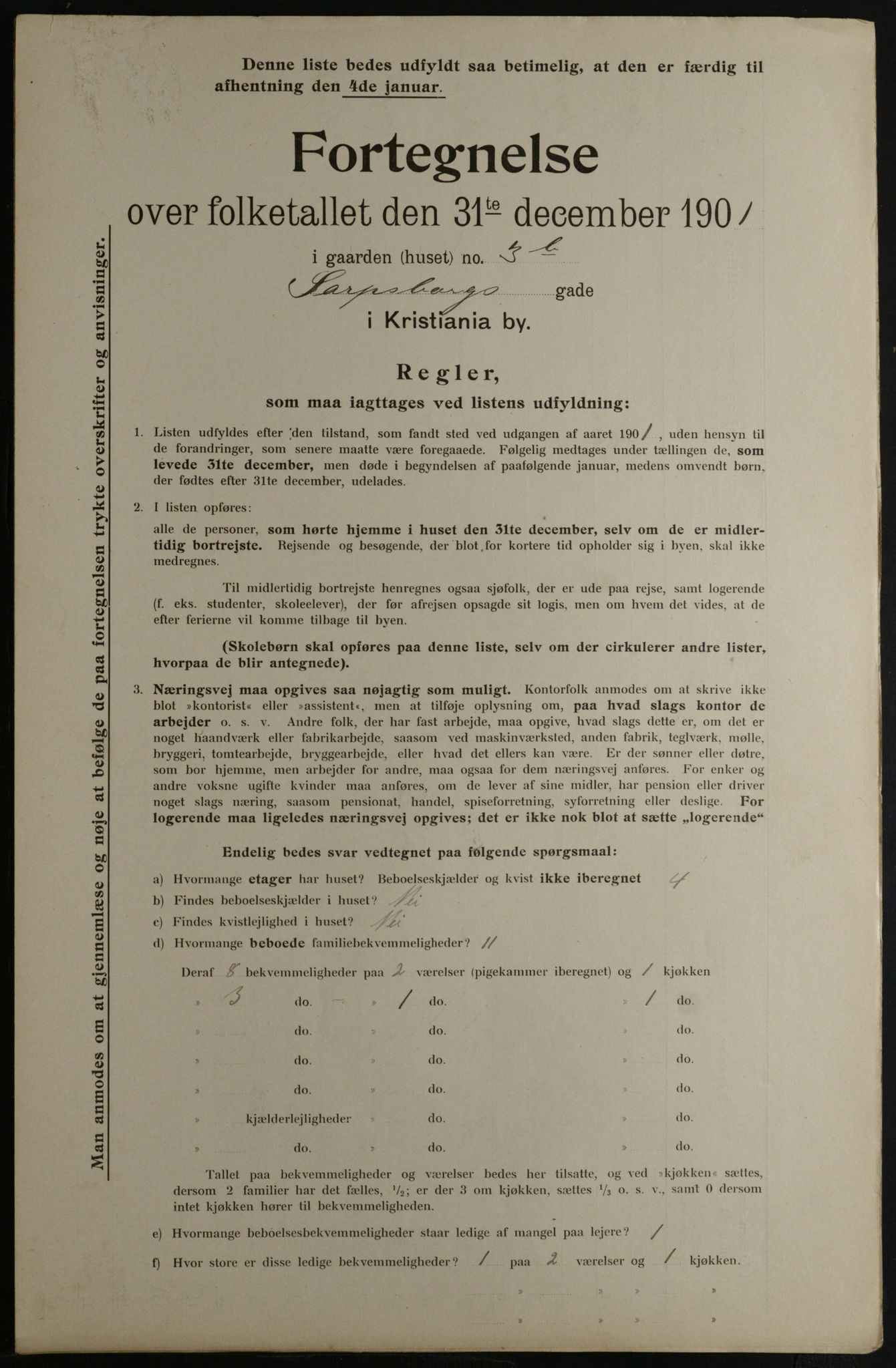 OBA, Municipal Census 1901 for Kristiania, 1901, p. 13845