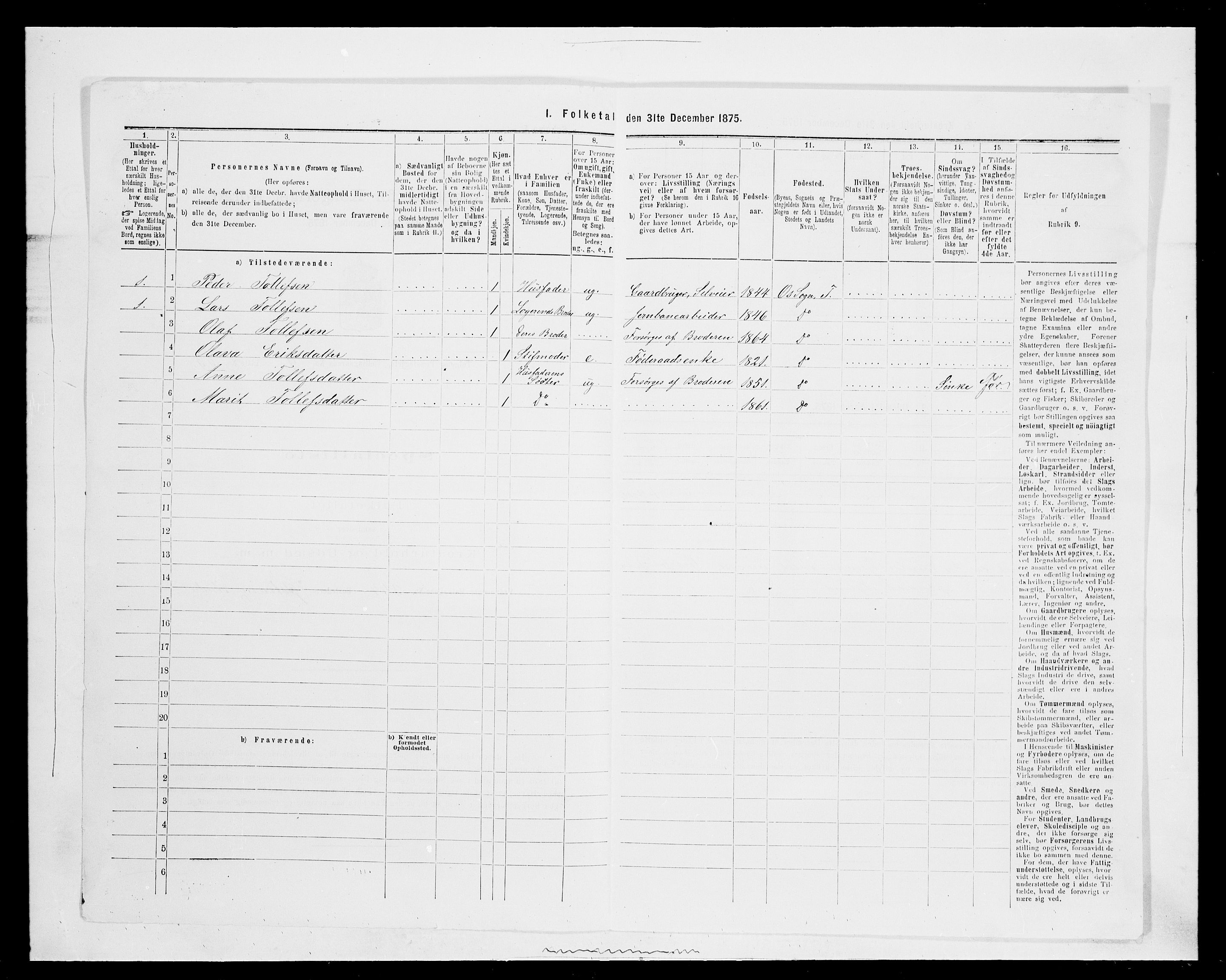 SAH, 1875 census for 0436P Tolga, 1875, p. 994