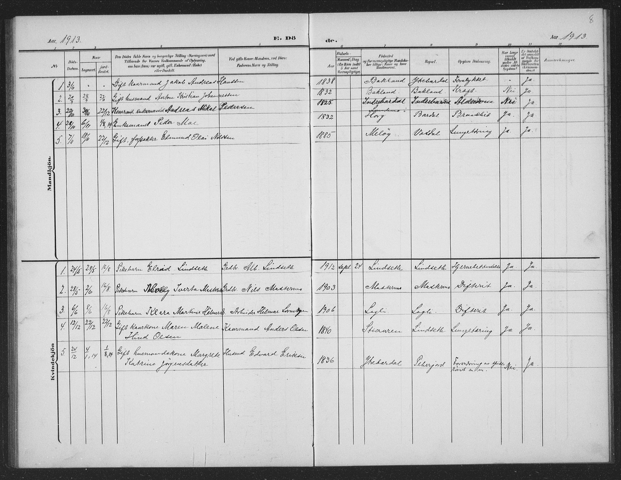 Ministerialprotokoller, klokkerbøker og fødselsregistre - Nordland, AV/SAT-A-1459/833/L0502: Parish register (copy) no. 833C01, 1906-1934, p. 8