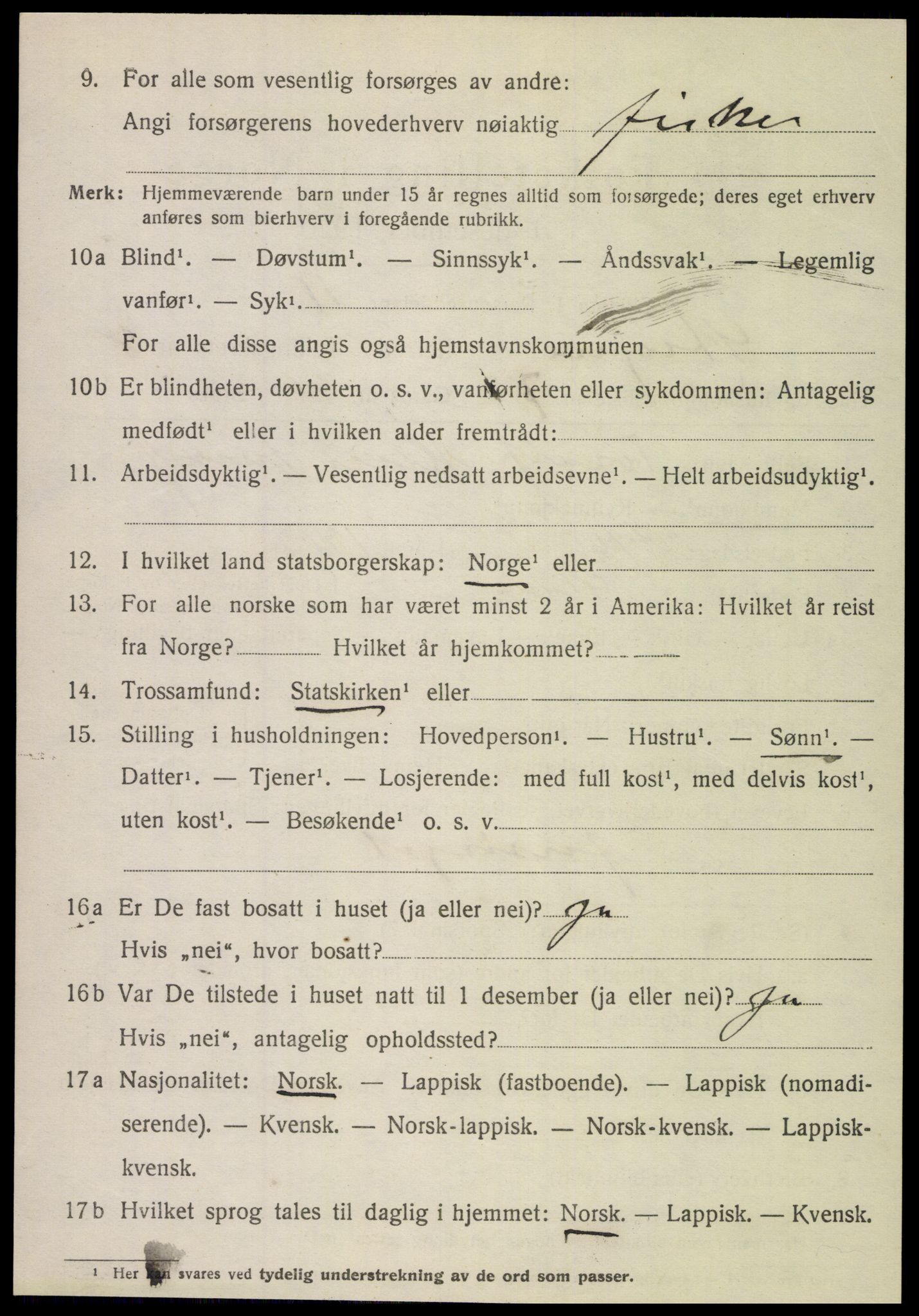 SAT, 1920 census for Steigen, 1920, p. 3949