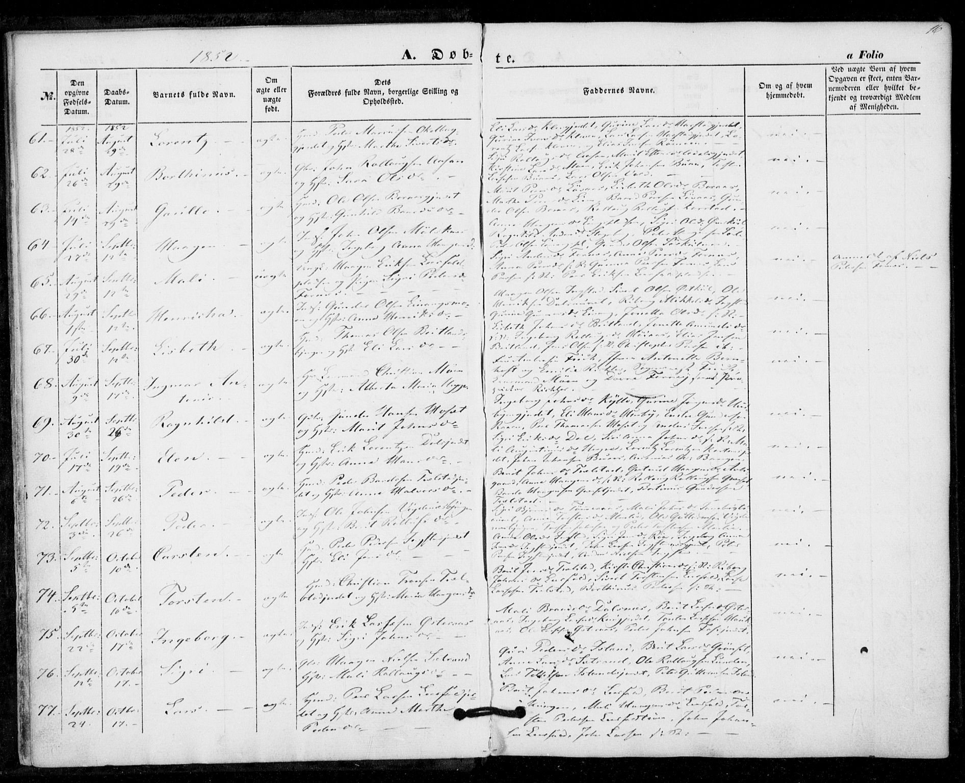 Ministerialprotokoller, klokkerbøker og fødselsregistre - Nord-Trøndelag, AV/SAT-A-1458/703/L0028: Parish register (official) no. 703A01, 1850-1862, p. 16