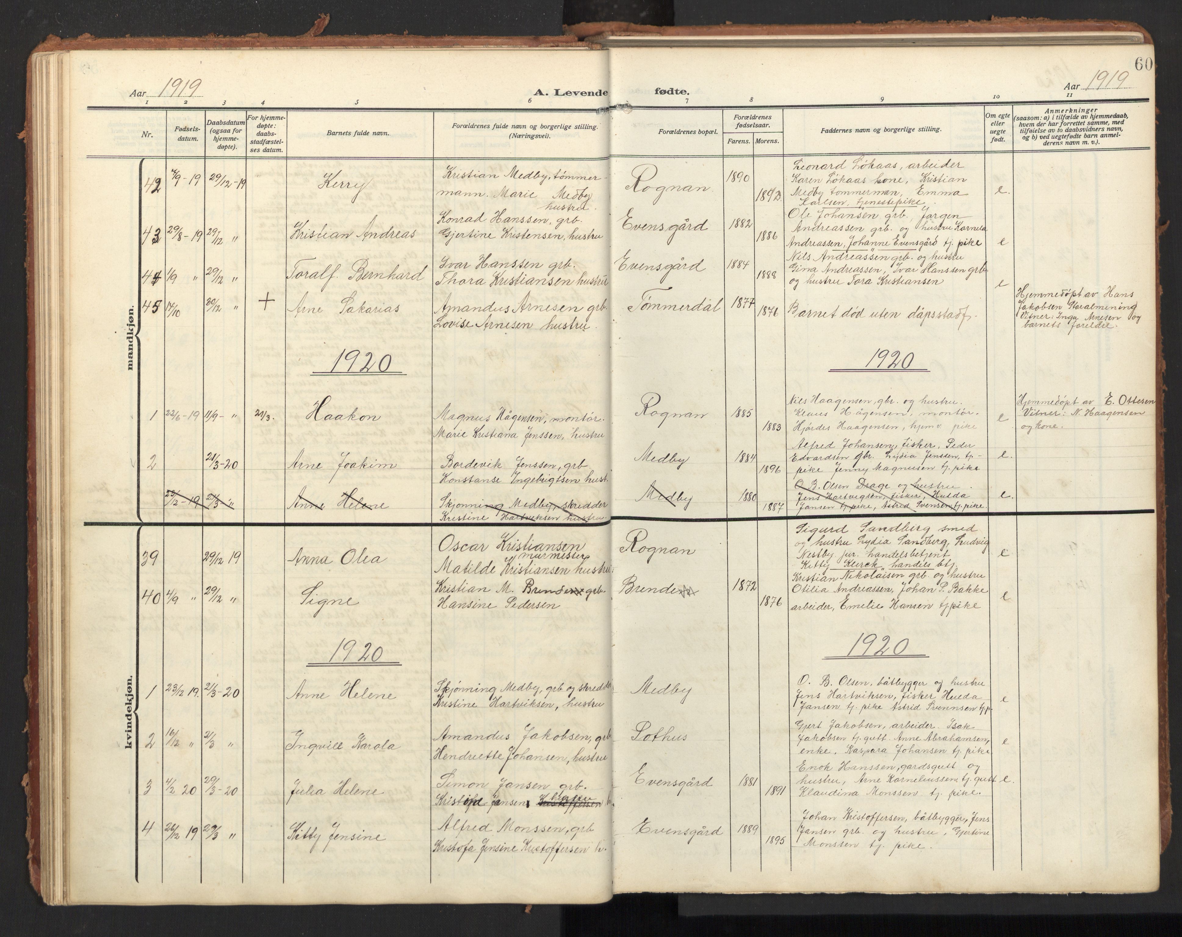 Ministerialprotokoller, klokkerbøker og fødselsregistre - Nordland, SAT/A-1459/847/L0683: Parish register (copy) no. 847C11, 1908-1929, p. 60