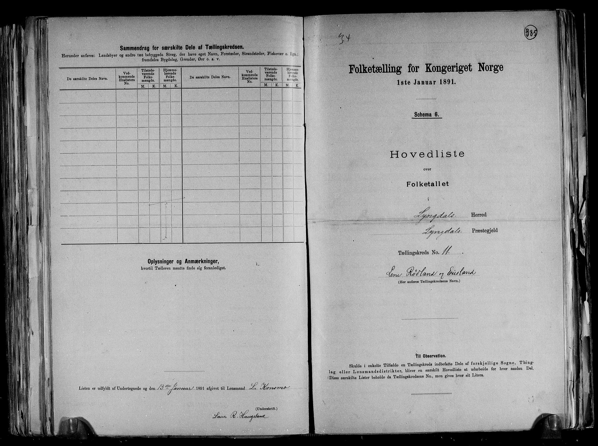 RA, 1891 census for 1032 Lyngdal, 1891, p. 27