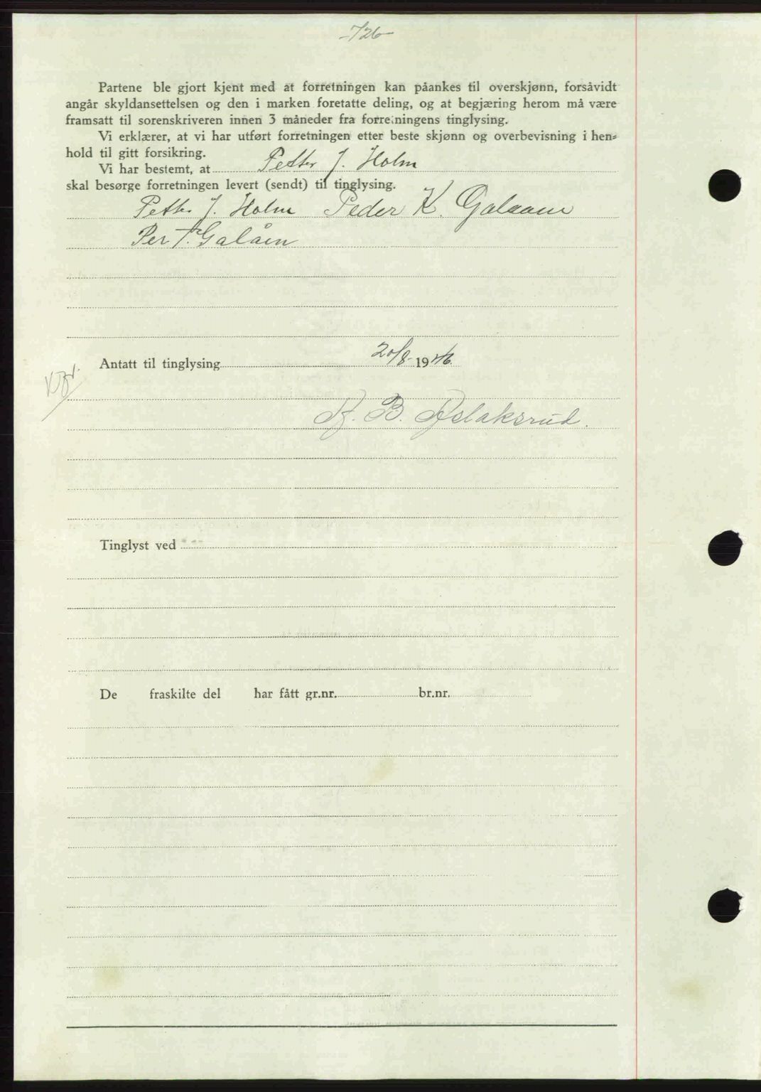 Gauldal sorenskriveri, SAT/A-0014/1/2/2C: Mortgage book no. A2, 1946-1946, Diary no: : 744/1946